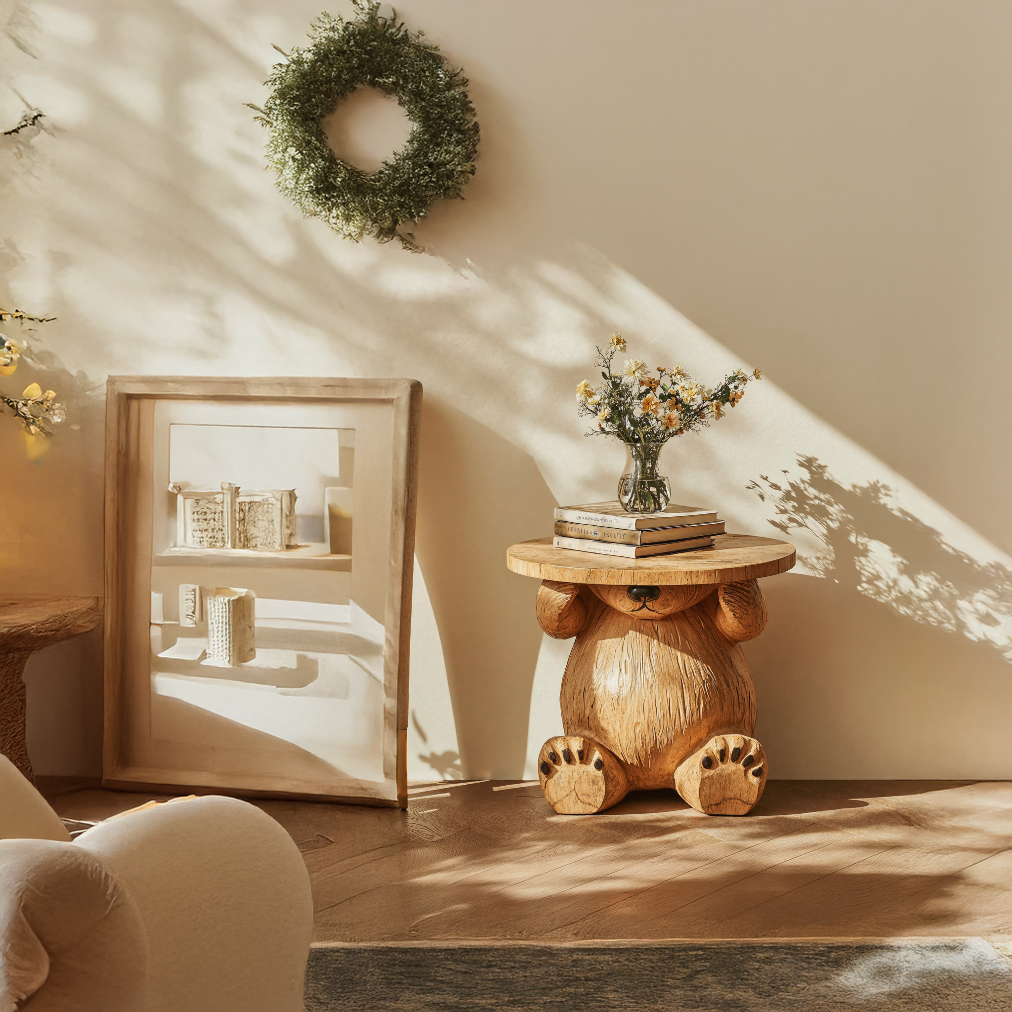 Handcrafted Round End Table Unique Design SILDTEN072