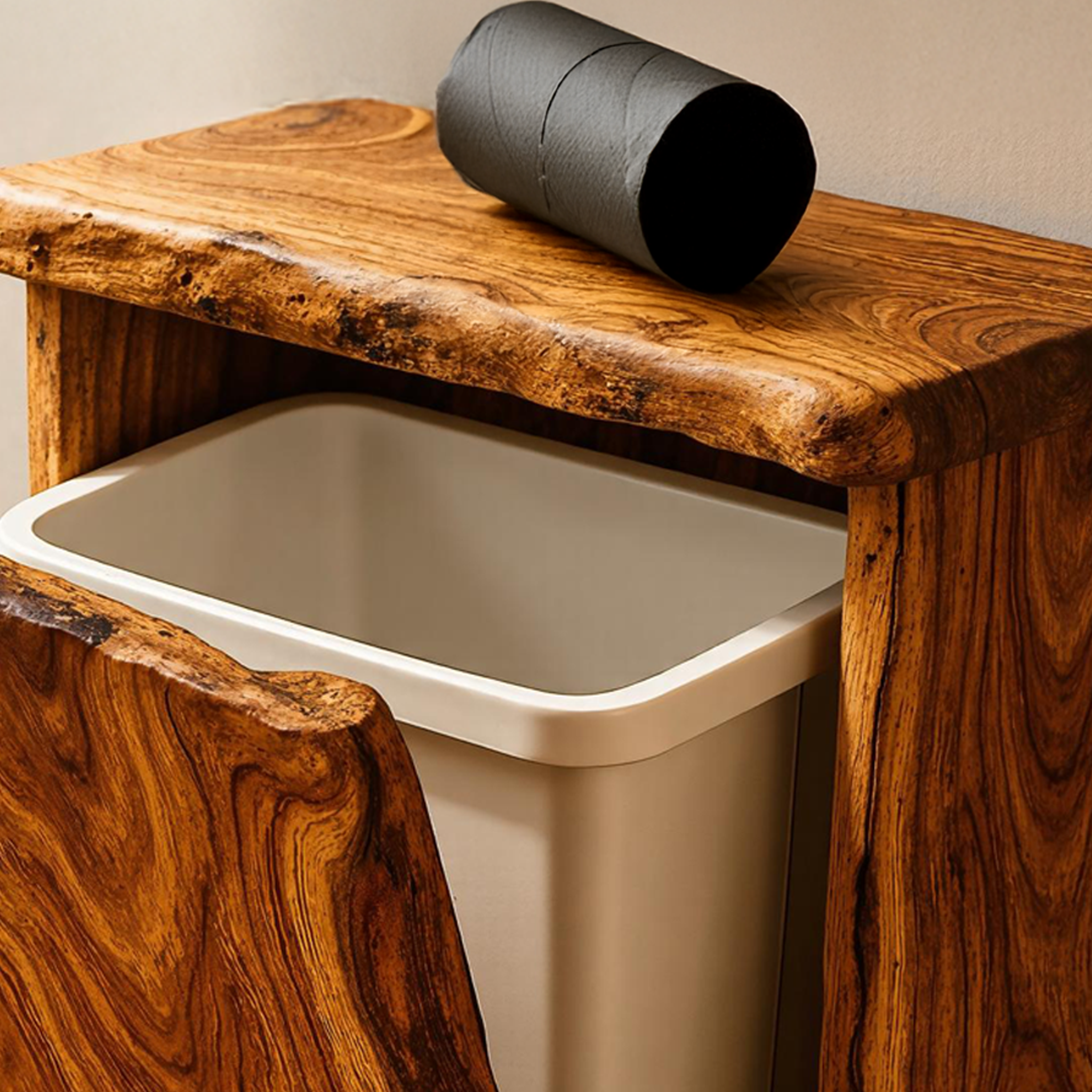 Mid Century Wooden Tilt Out Trash Can For Home Furniture Decor SILDTTRB007