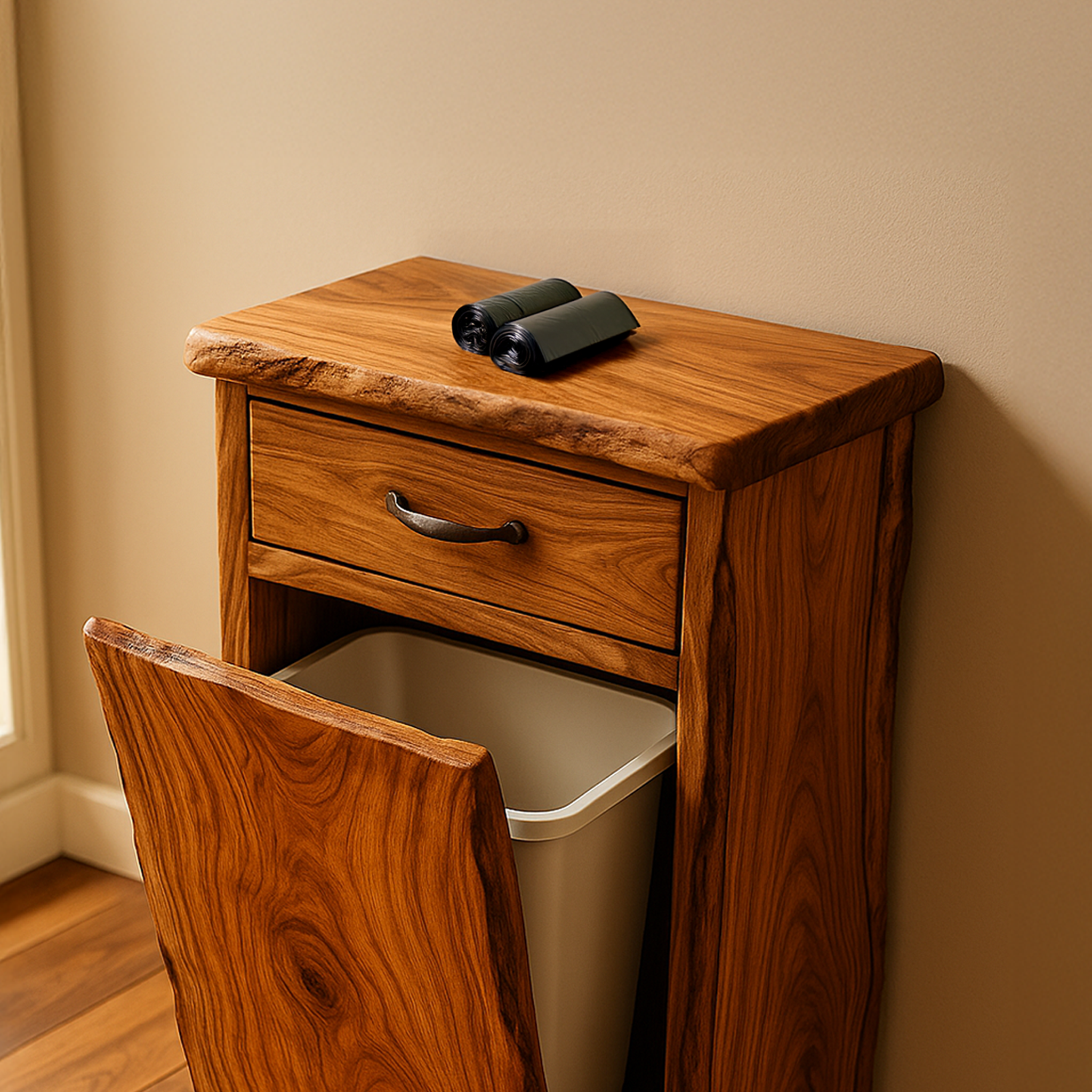 Handcrafted Tilt Out Trash Can Furniture For Kitchen Storage SILDTTRB003