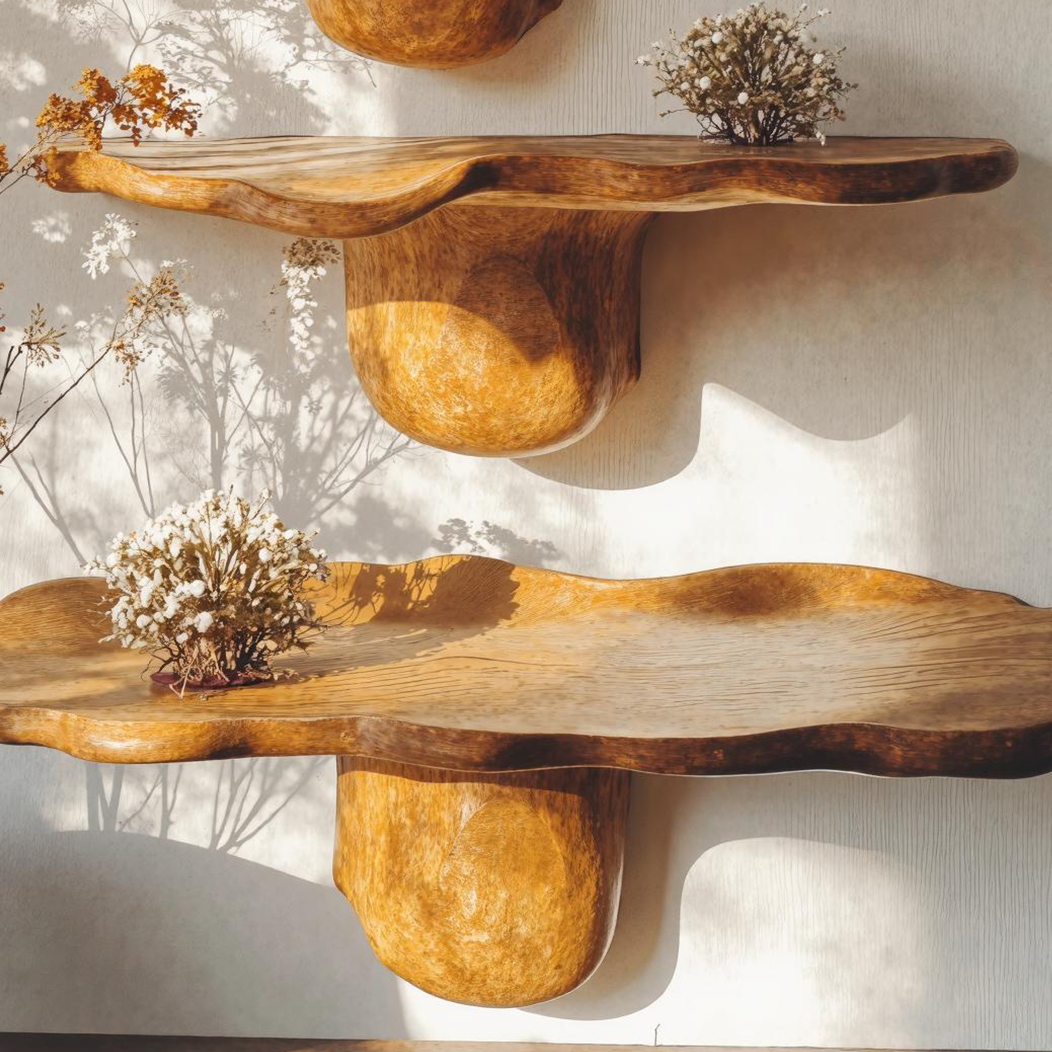 Handcrafted Mushroom Design Wood Shelf For Wall Art SILDTMR013