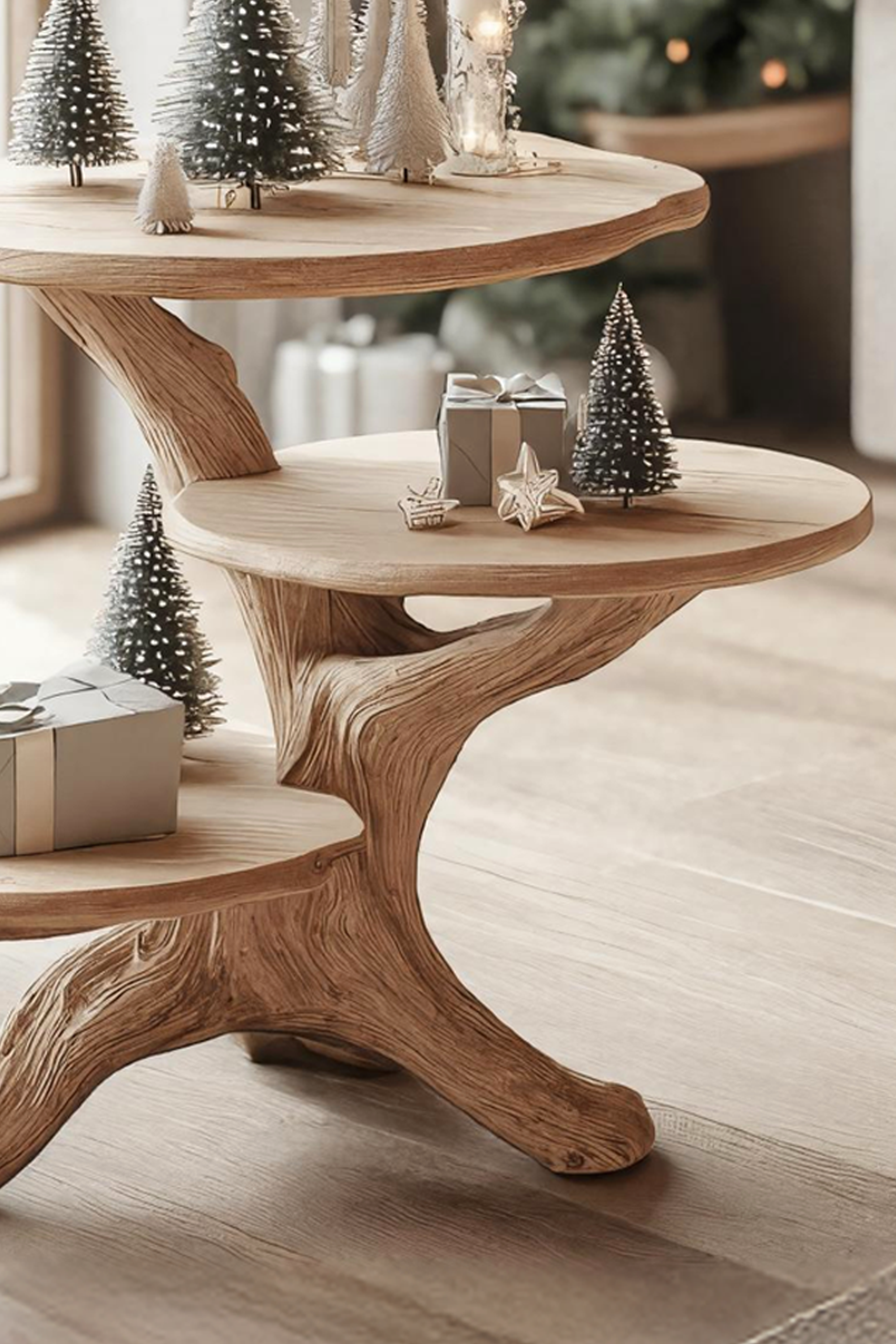 Rustic Solid Wood End Table For Entryway Design Xmas Wall Display SILDTTRENC020