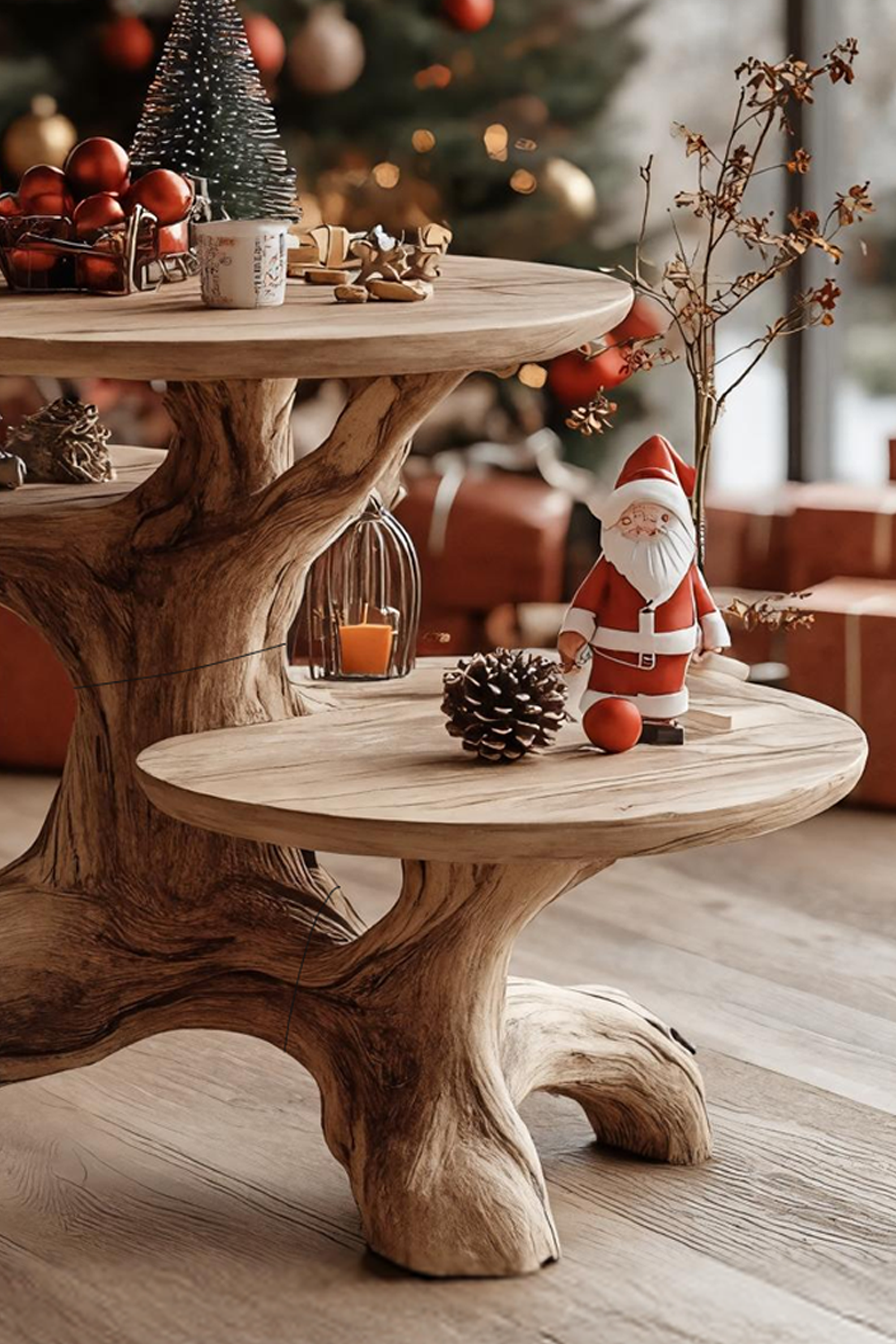 Mid Century Solid Wood End Table For Living Room Winter Holiday Style SILDTTRENC005