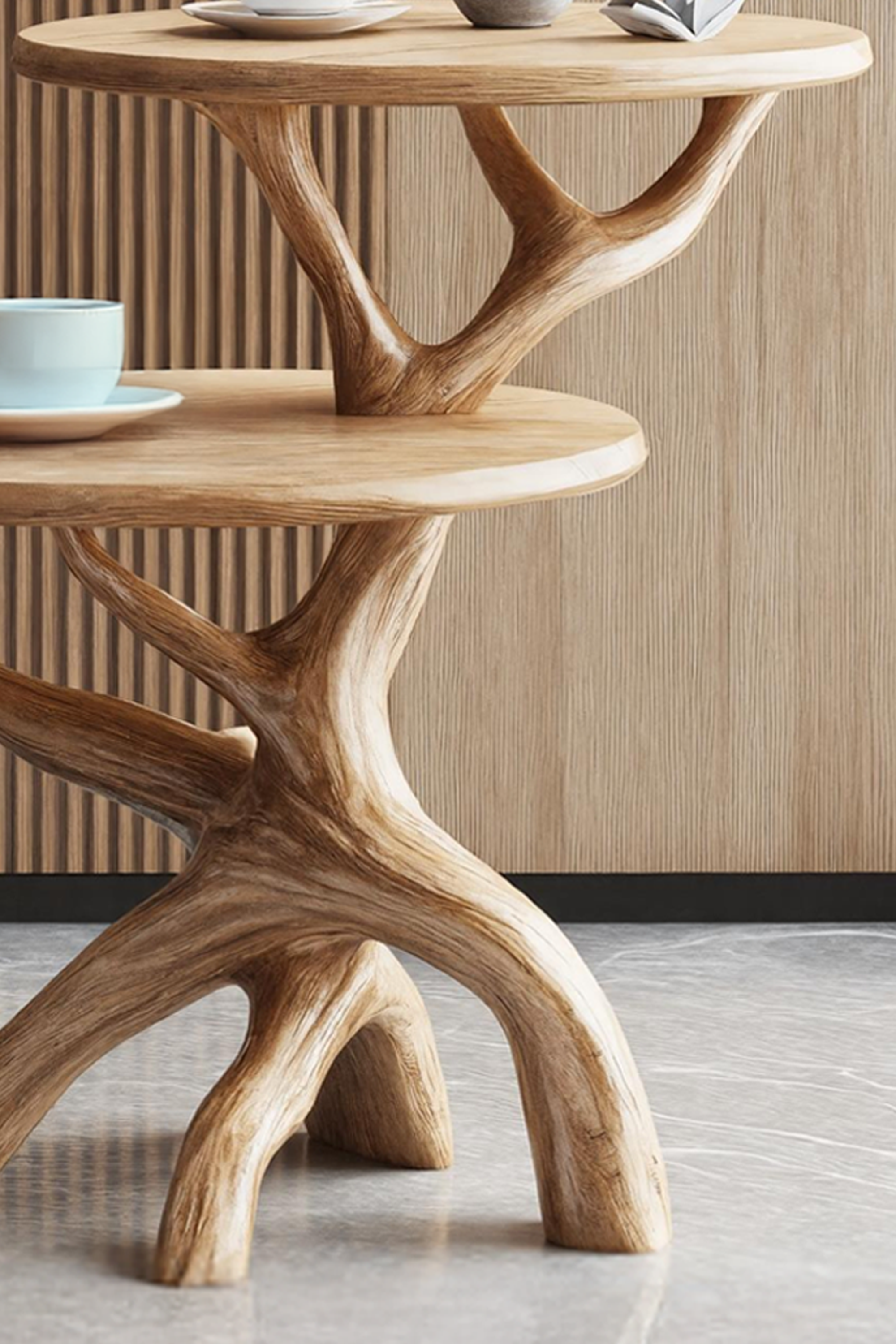 Handcrafted Round End Table For Entryway Design Functional Accent SILDTTREN015