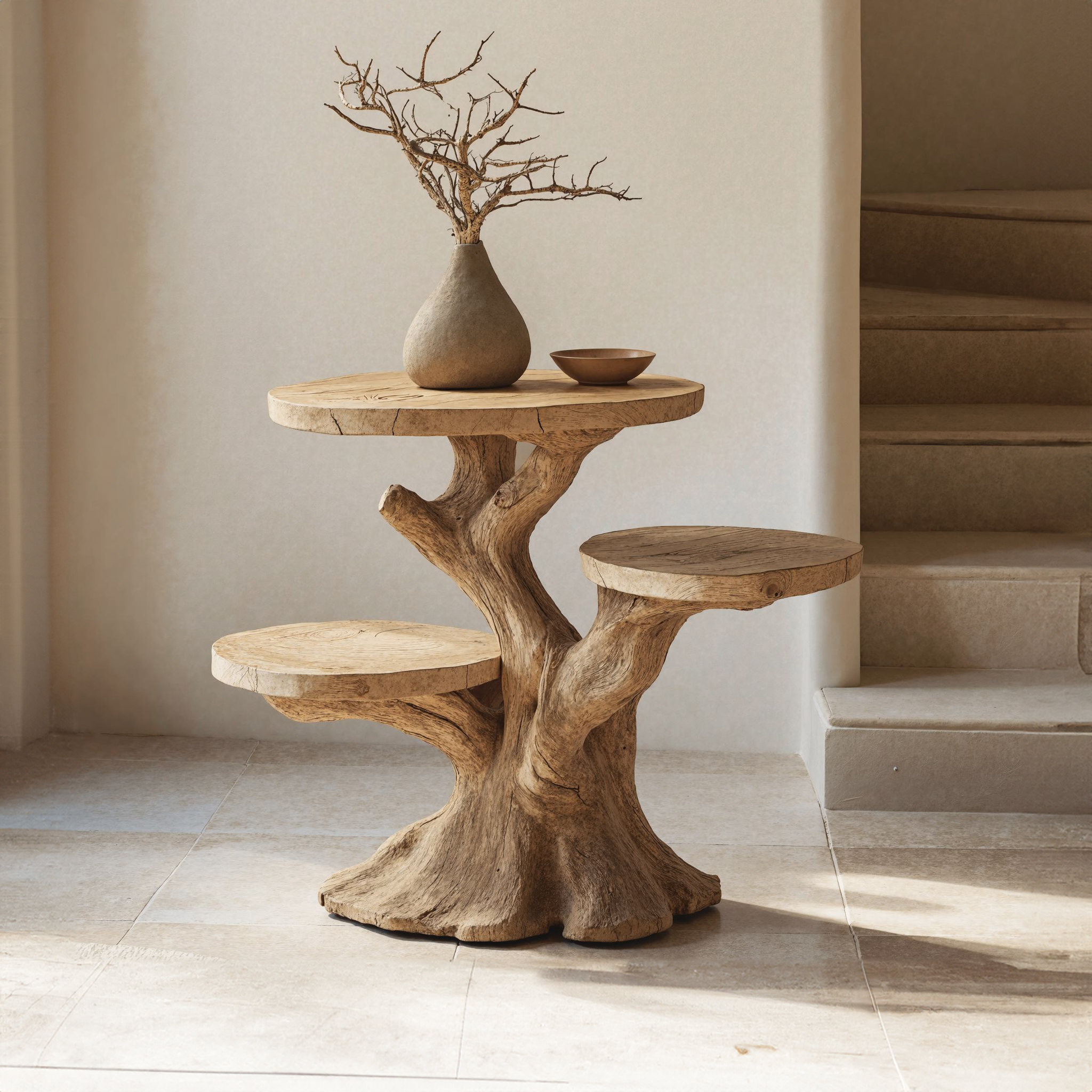 Rustic Multi-Tier End Table Solid Wood End Table SILDTEN042