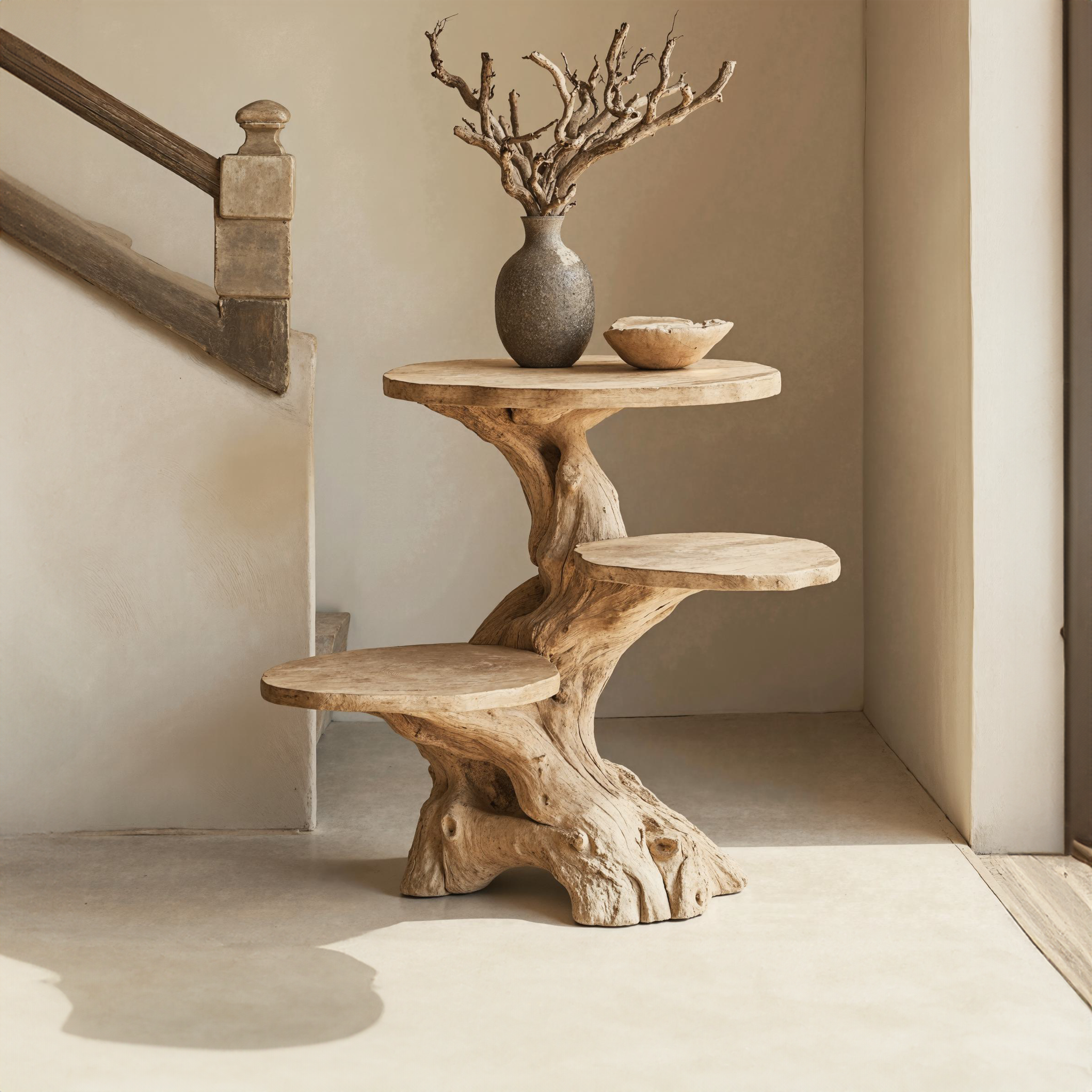 Reclaimed Wood Multi-Tier End Table Live Edge Table SILDTEN045
