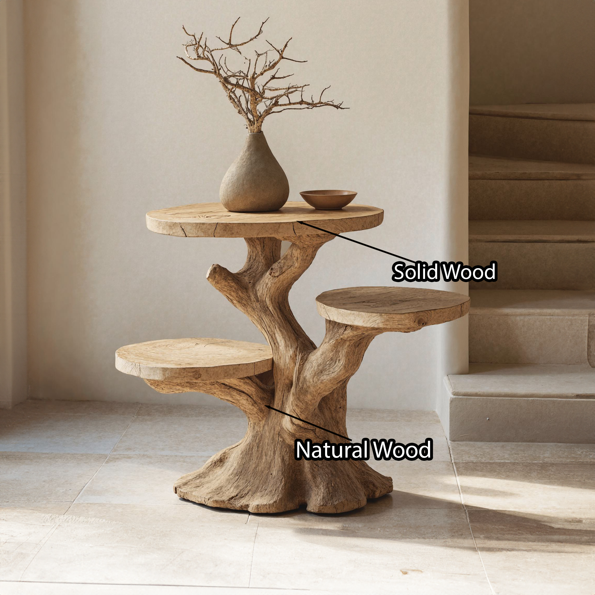 Rustic Multi-Tier End Table Solid Wood End Table SILDTEN042
