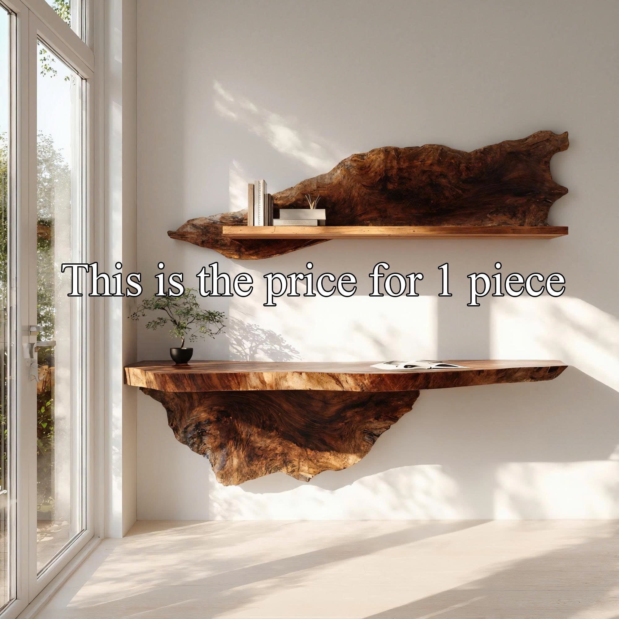 Organic Live Edge Solid Wood Floating Desk Natural Workspace Interior SINLKIFL383