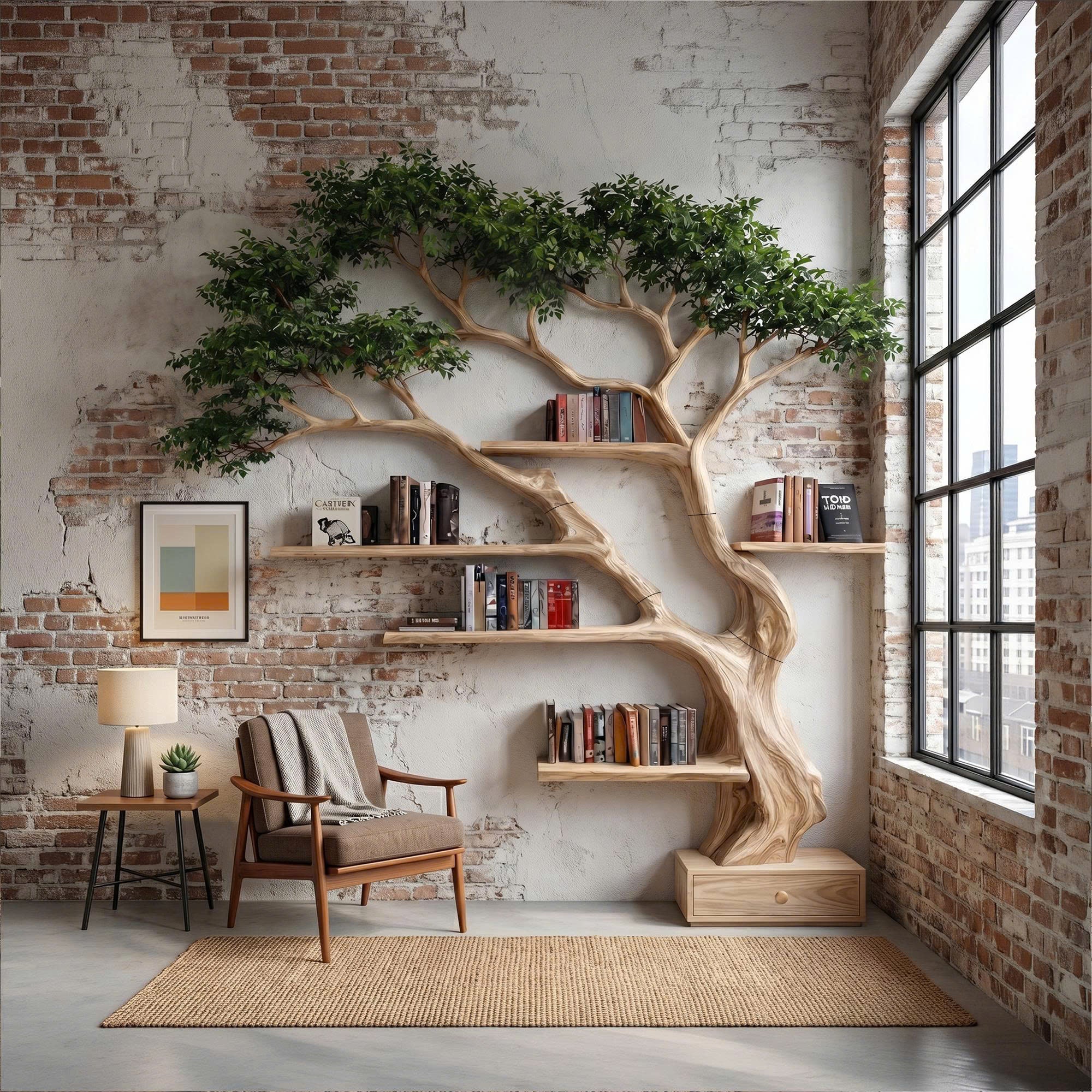 Nature Inspired Tree Bookshelf For Living Room And Bedroom SINLKITB722
