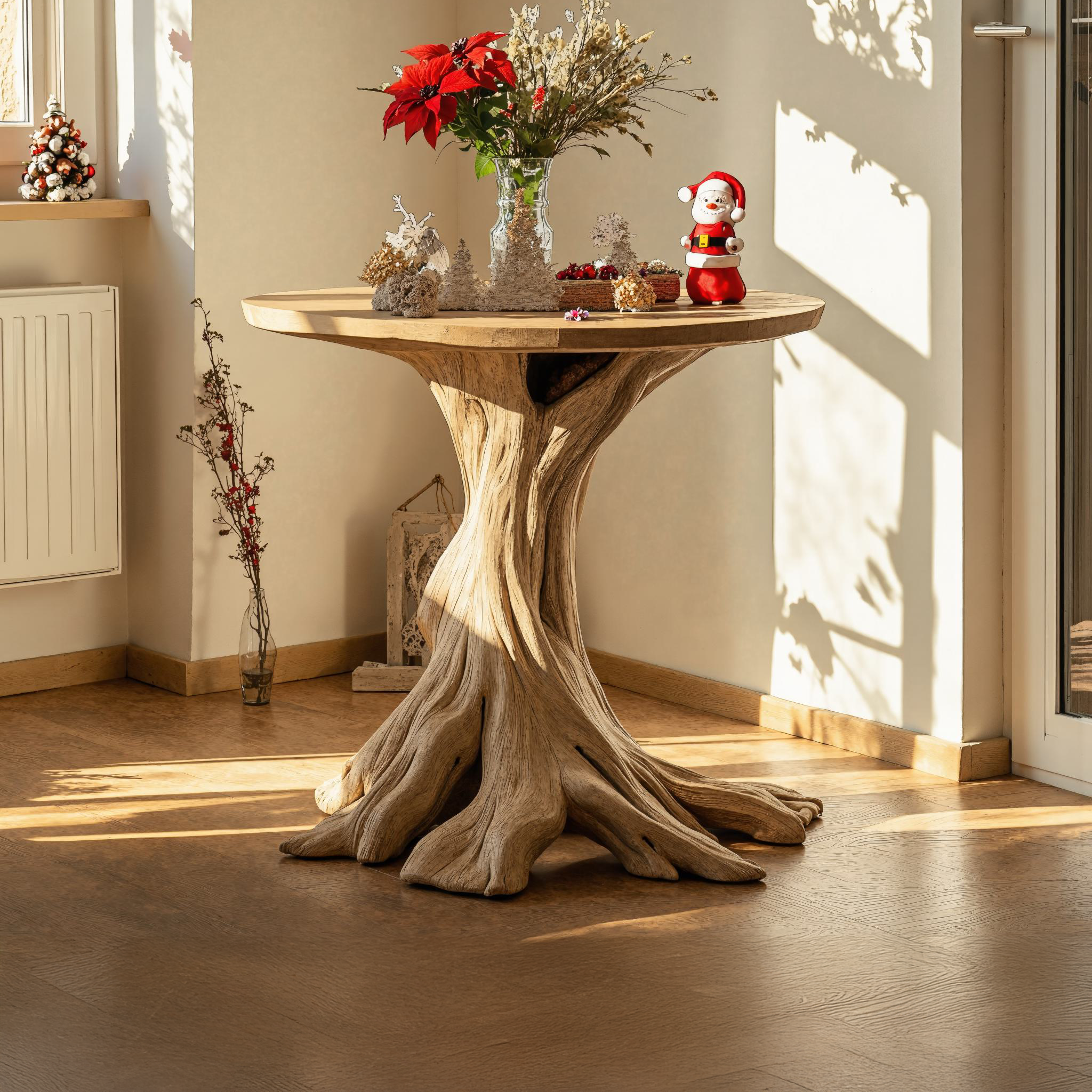 Rustic Solid Wood End Table Christmas Decor SILDTENC035