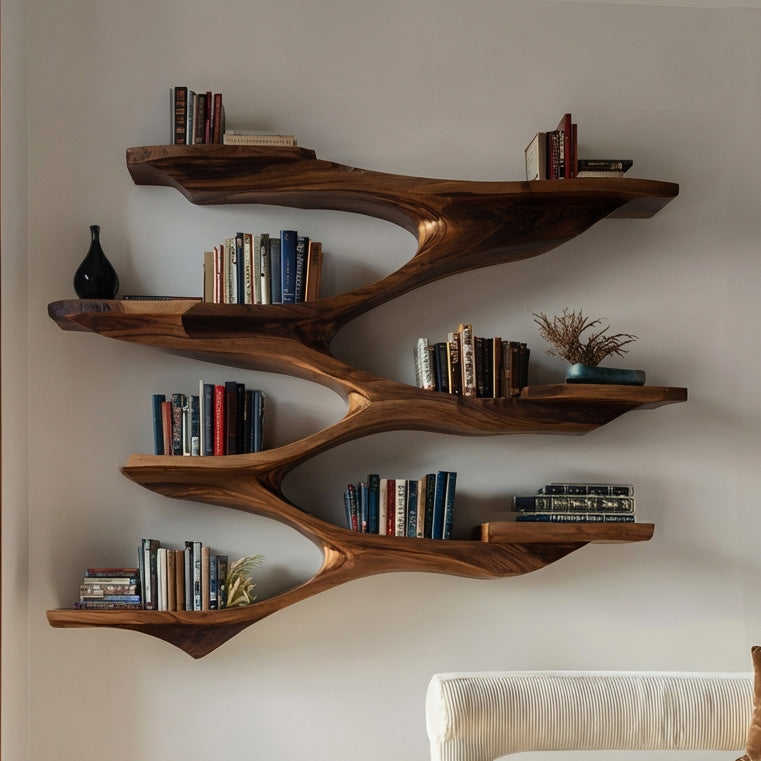 Mid Century Wooden Wall Shelf For Living Room Space RTTHHNWMS010