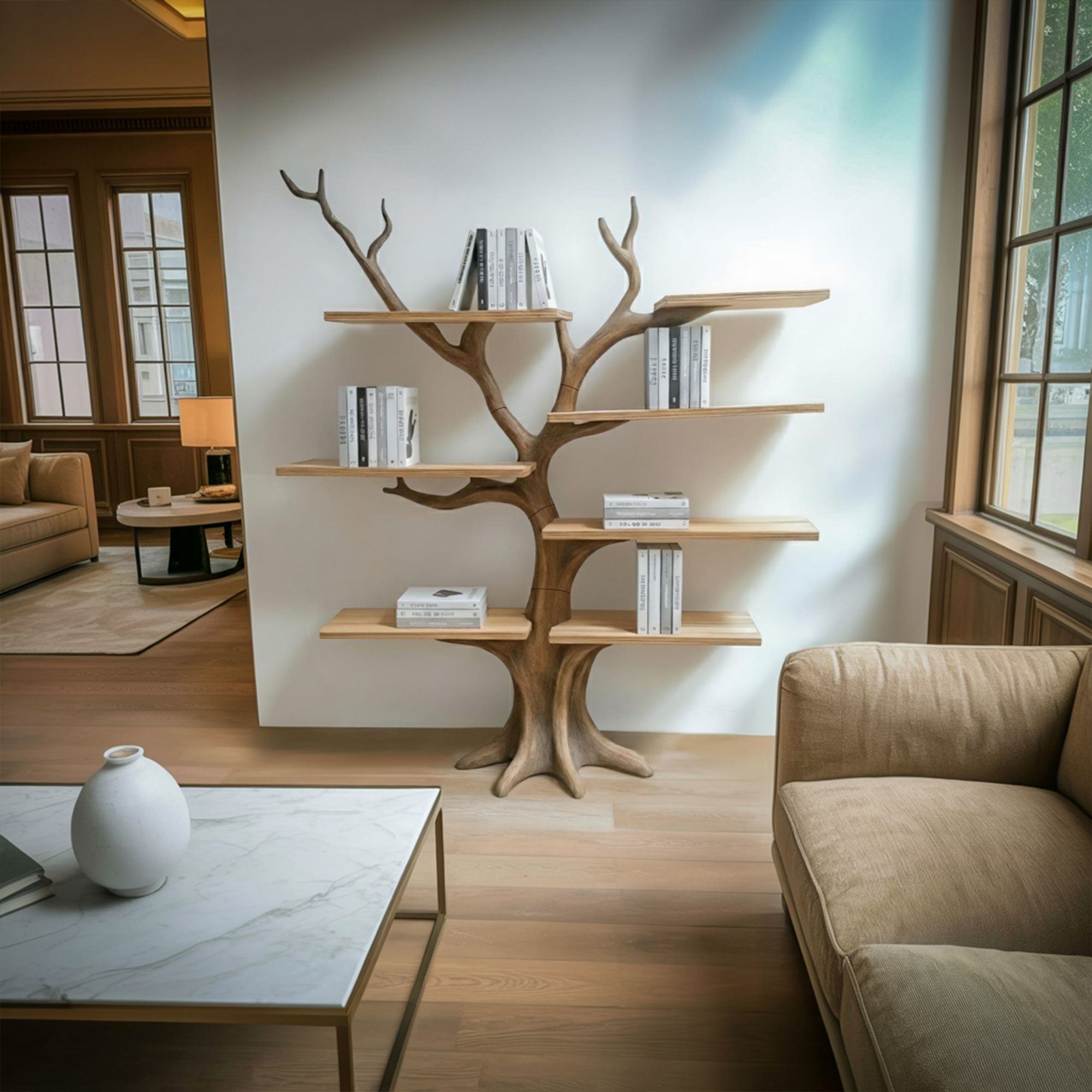 Rustic Organic Tree Decorative Shelf Living Room Or Bedroom SINLKITB574