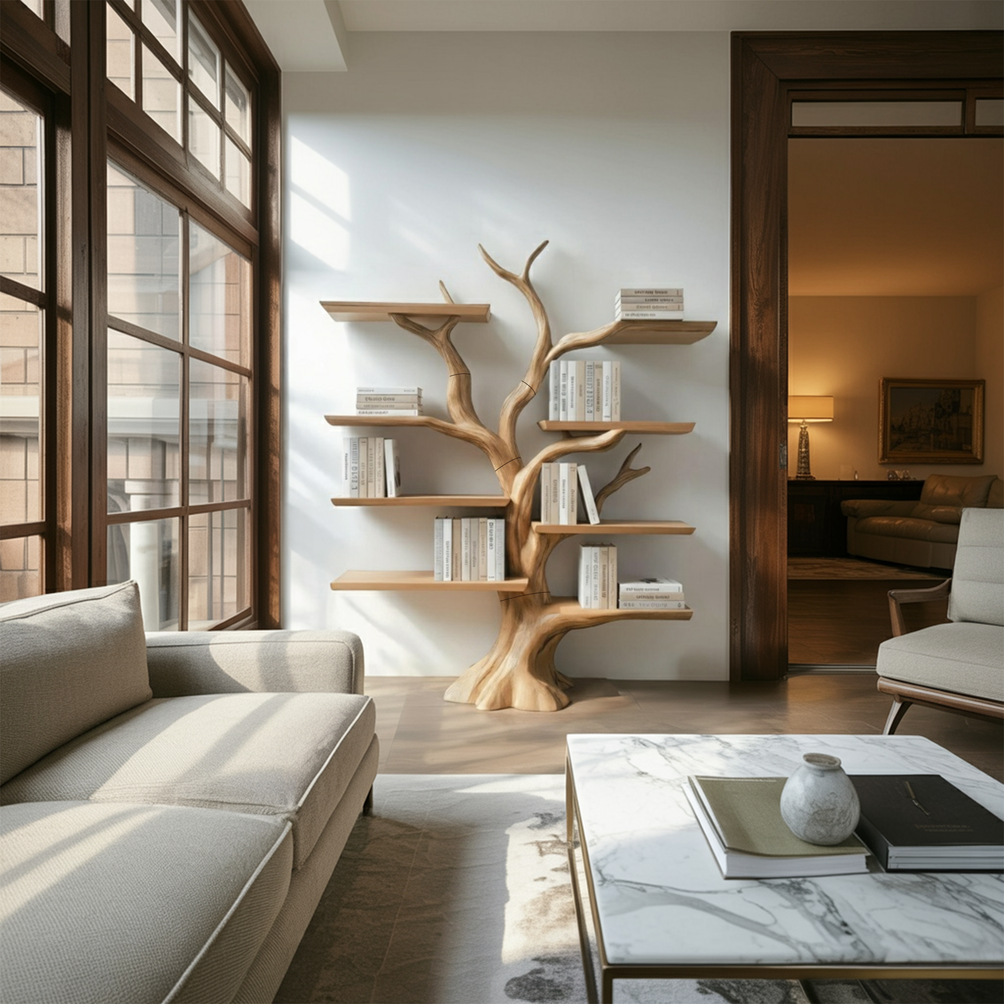 Rustic Organic Tree Shelf Living Room Or Entryway SINLKITB575