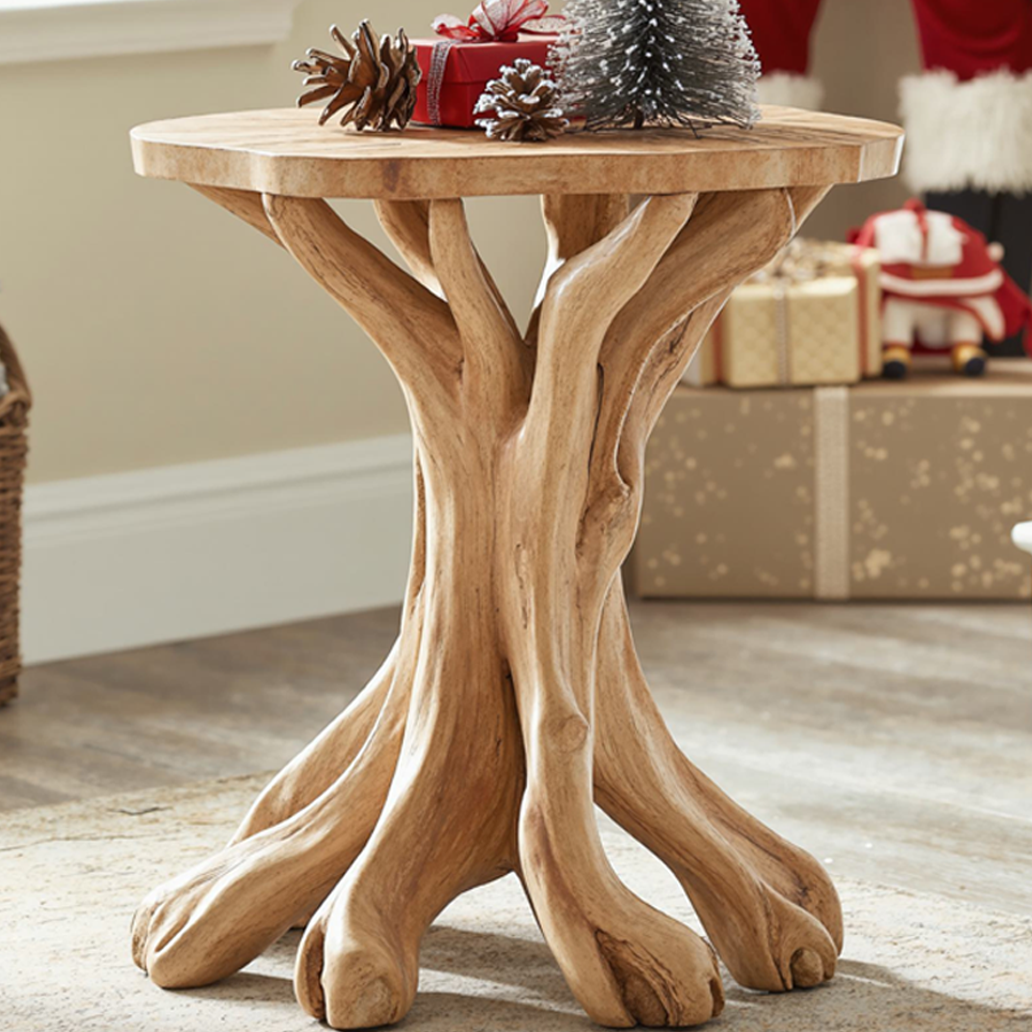 Live Edge Christmas End Table Farmhouse Decor SILDTENC025