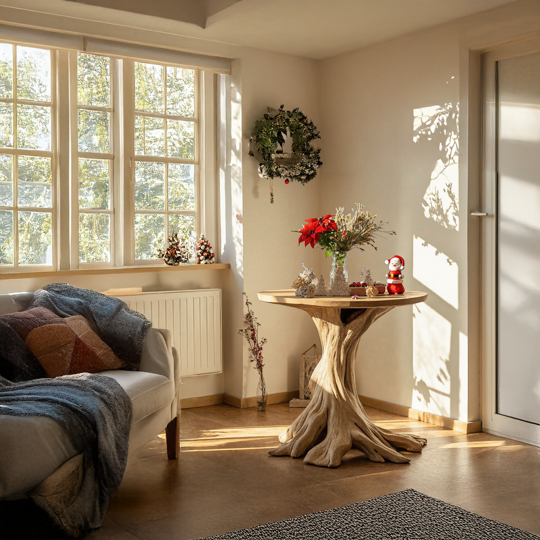 Rustic Solid Wood End Table Christmas Decor SILDTENC035