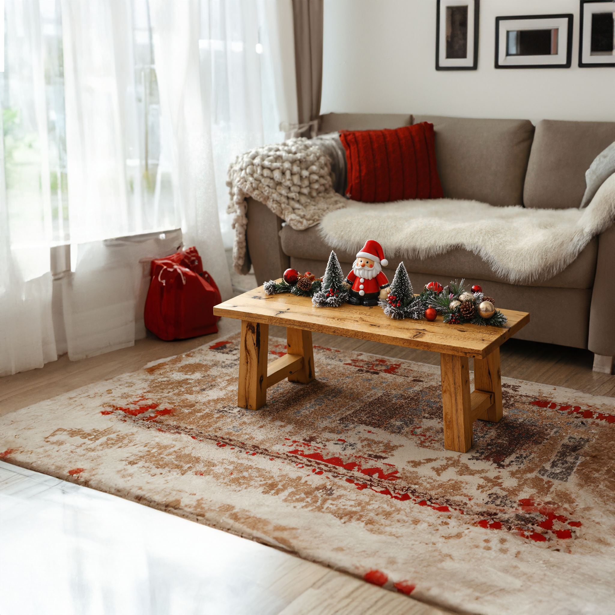 Rustic Wood Coffee Table Christmas Decor SILDTCFC020