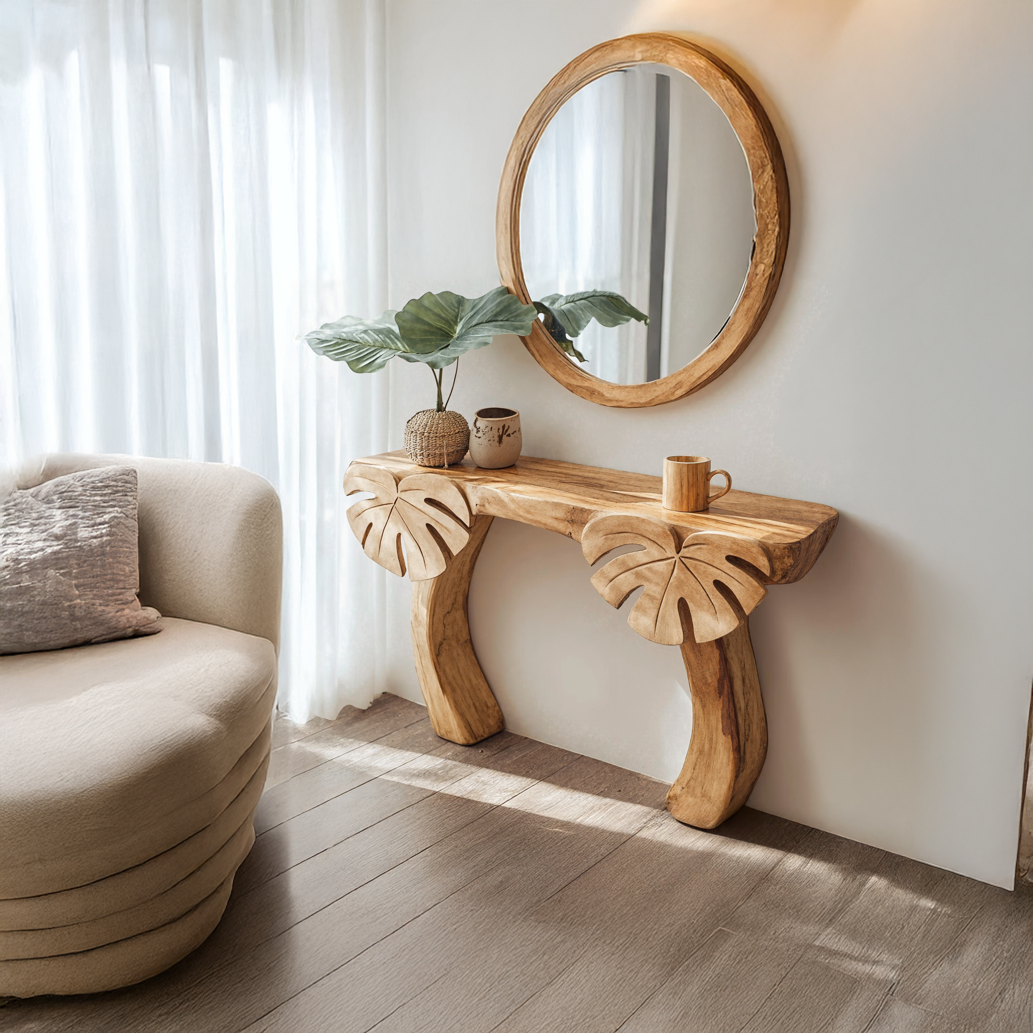 Narrow Console Table Live Edge Table Unique Design SILDTCS126