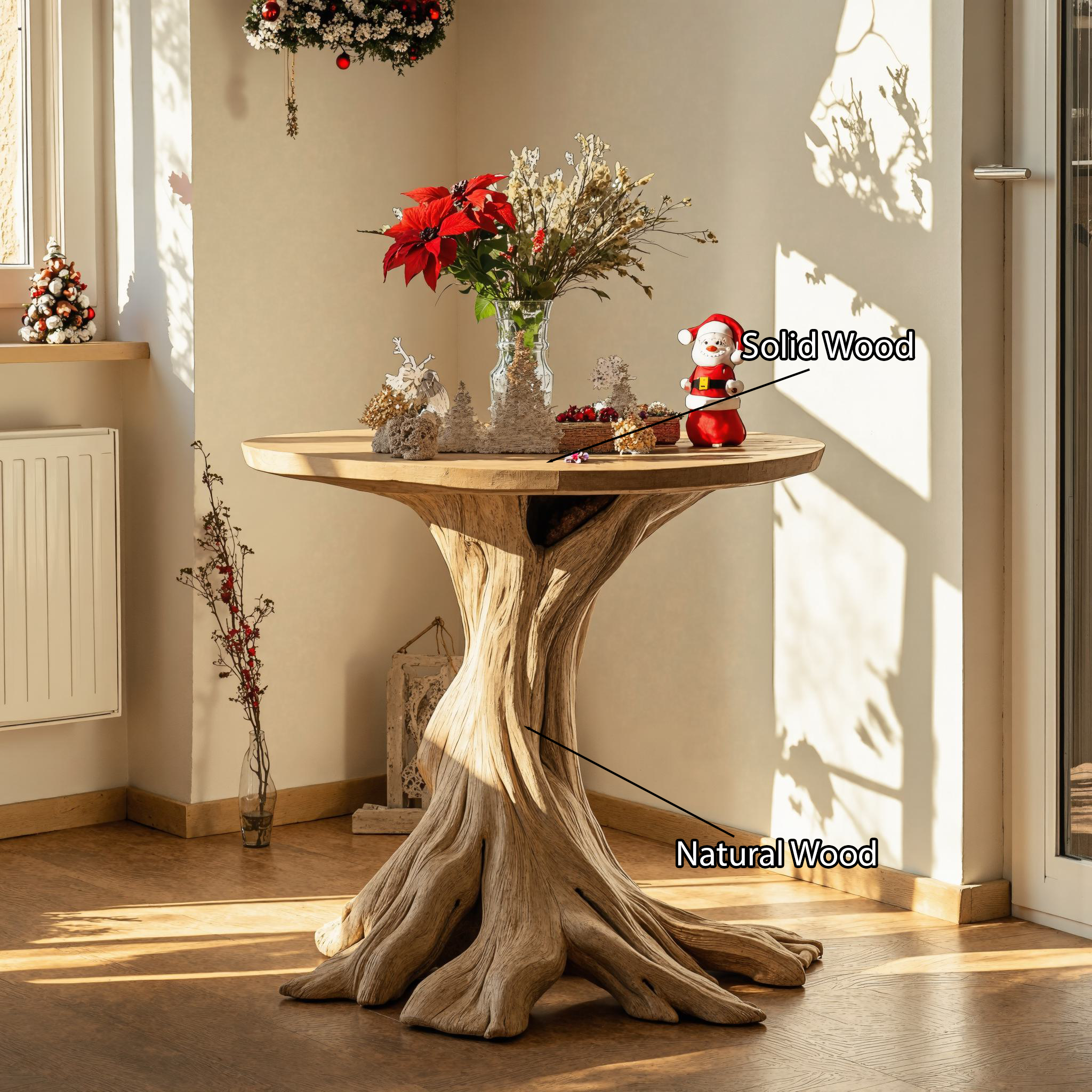 Rustic Solid Wood End Table Christmas Decor SILDTENC035