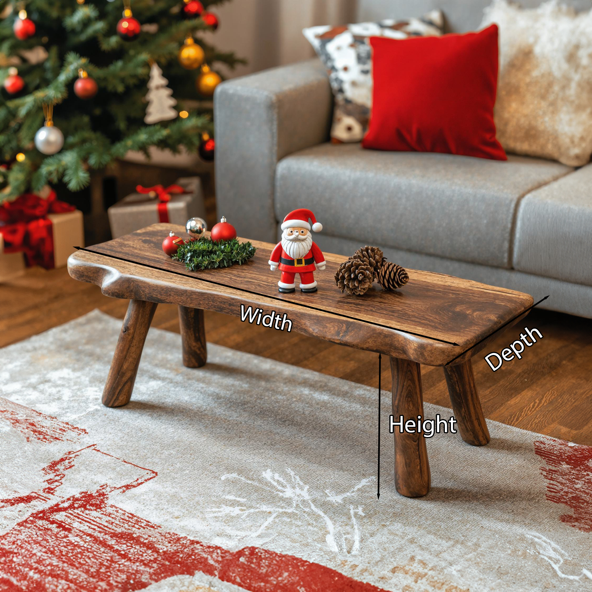Live Edge Christmas Coffee Table Decoration SILDTCFC012