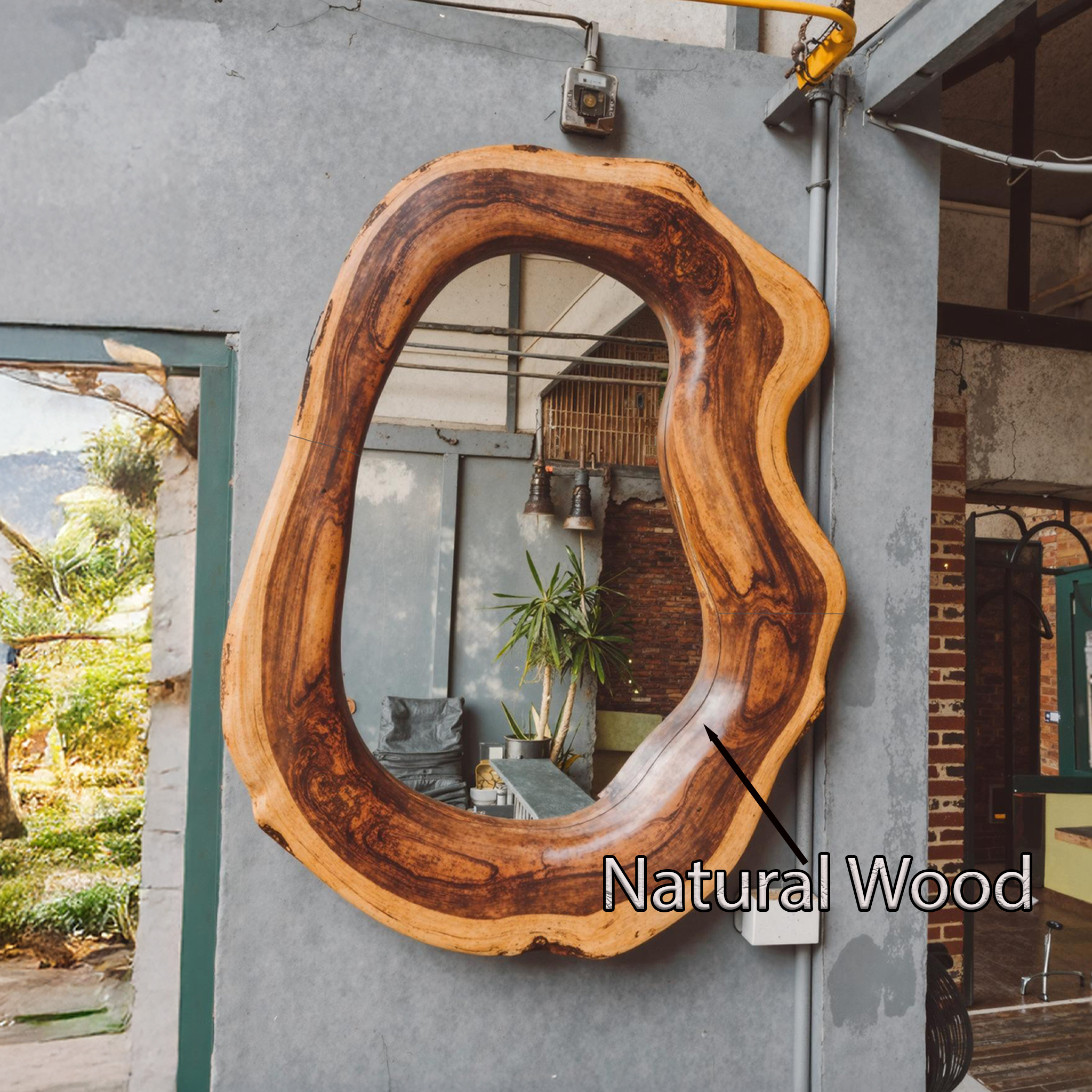 Mid Century Solid Wood Mirror For Bedroom Wall Decor SILDTMI067