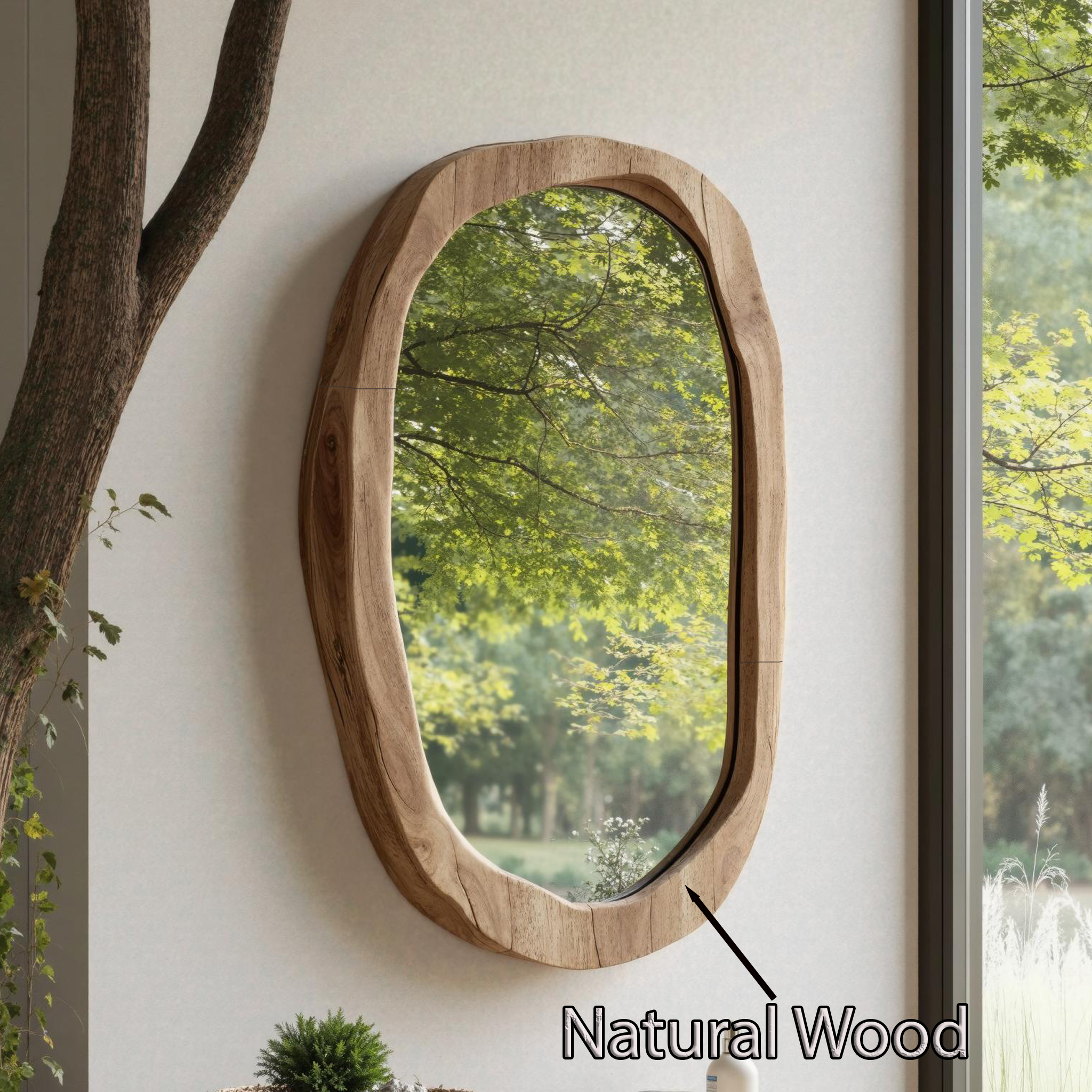 Farmhouse Wooden Mirror For Living Room Wall Decor SILDTMI080