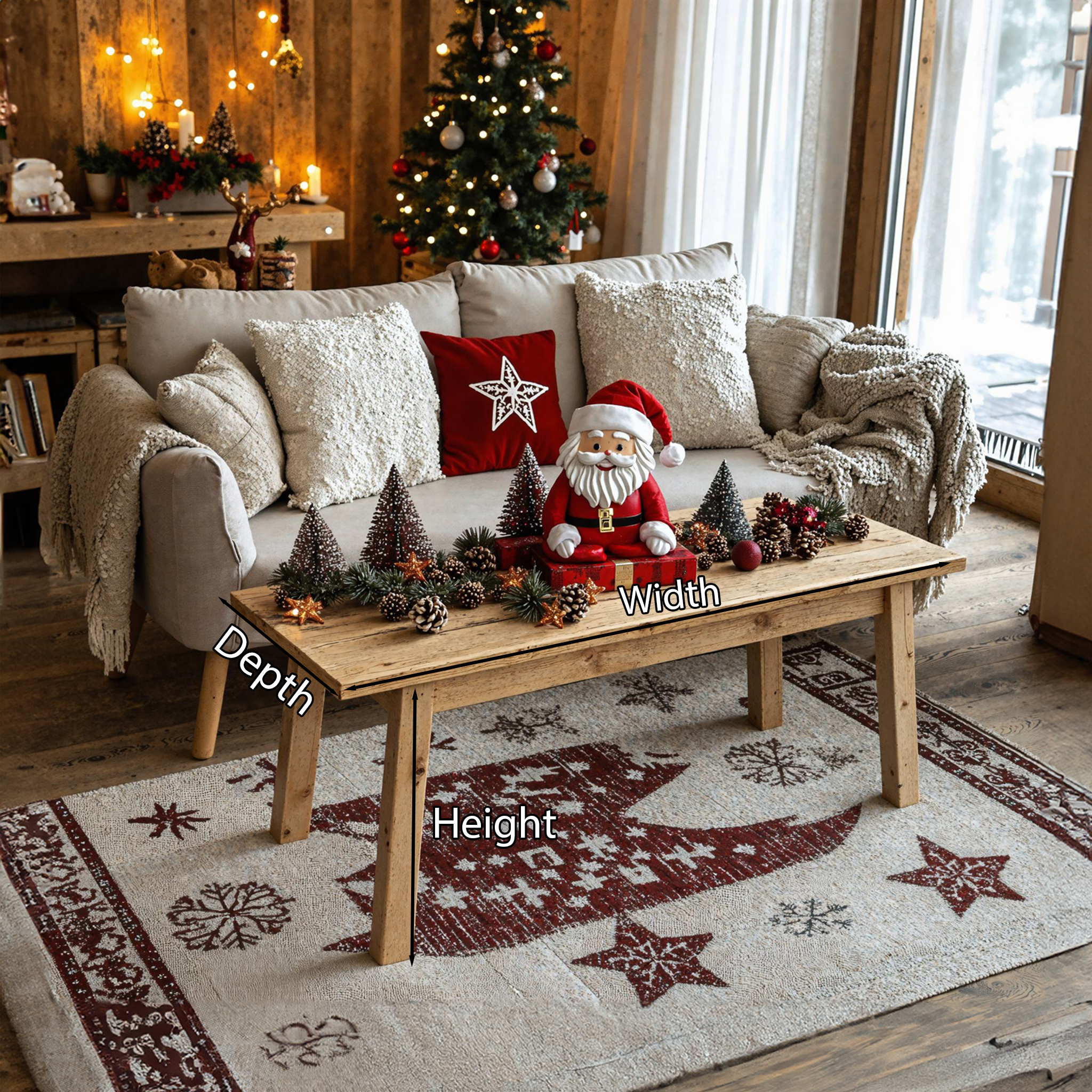 Living Edge Wood Coffee Table Xmas Decor SILDTCFC018