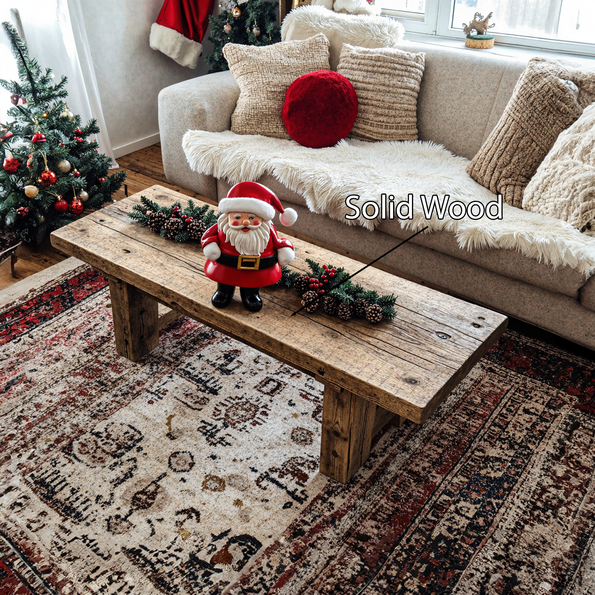 Handcrafted Wood Coffee Table Christmas SILDTCFC017