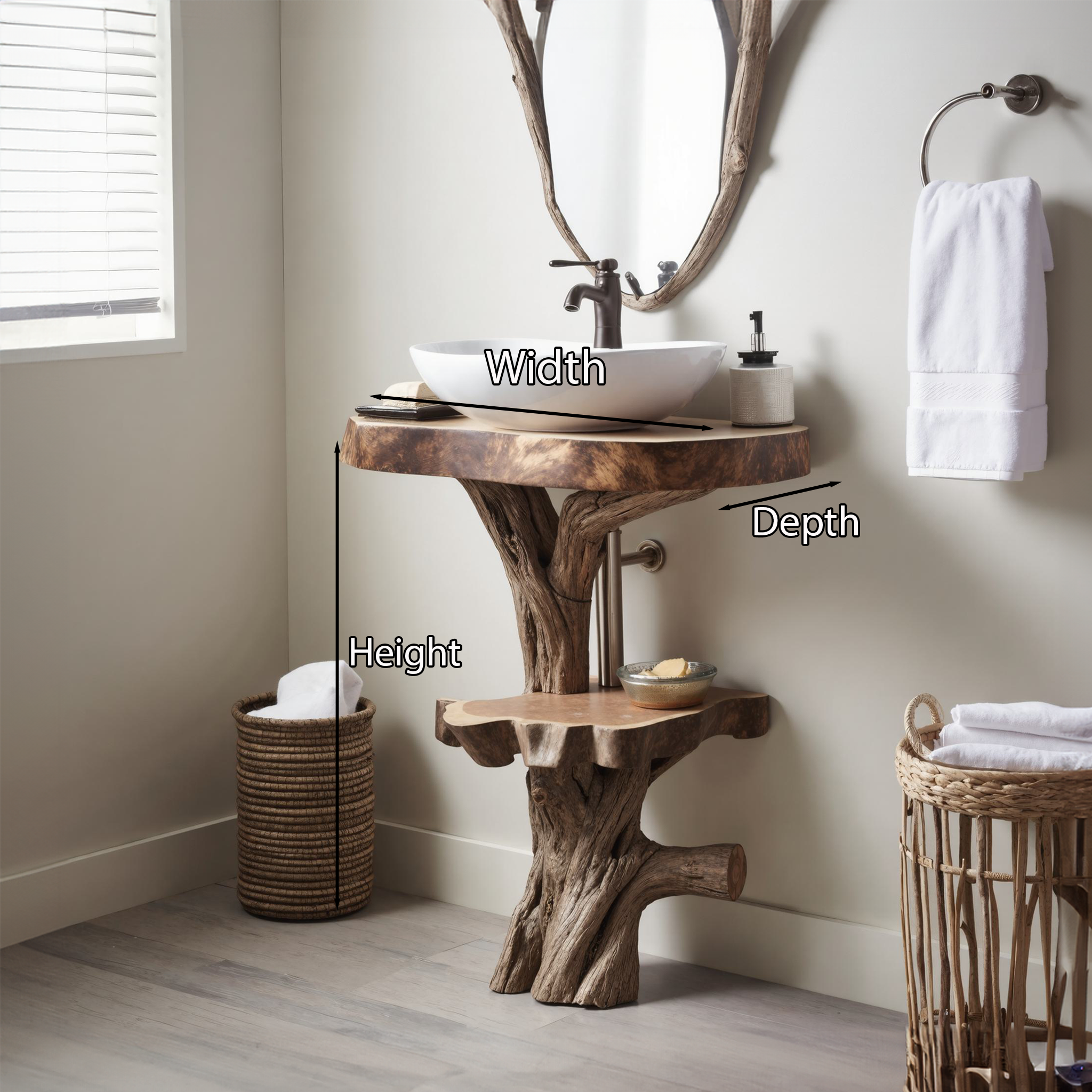 Solid Wood Bathroom Vanity SILDTBRV020