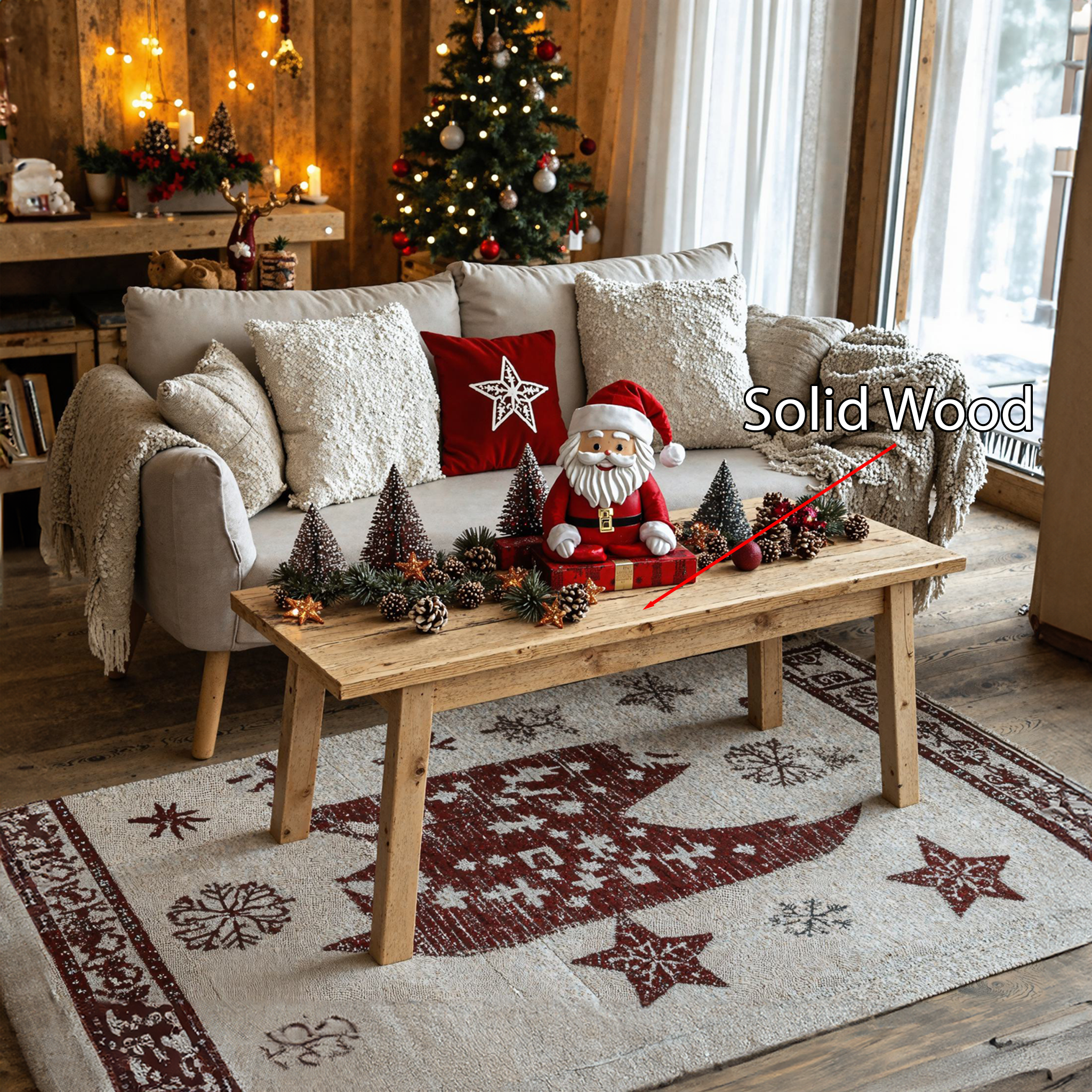 Living Edge Wood Coffee Table Xmas Decor SILDTCFC018