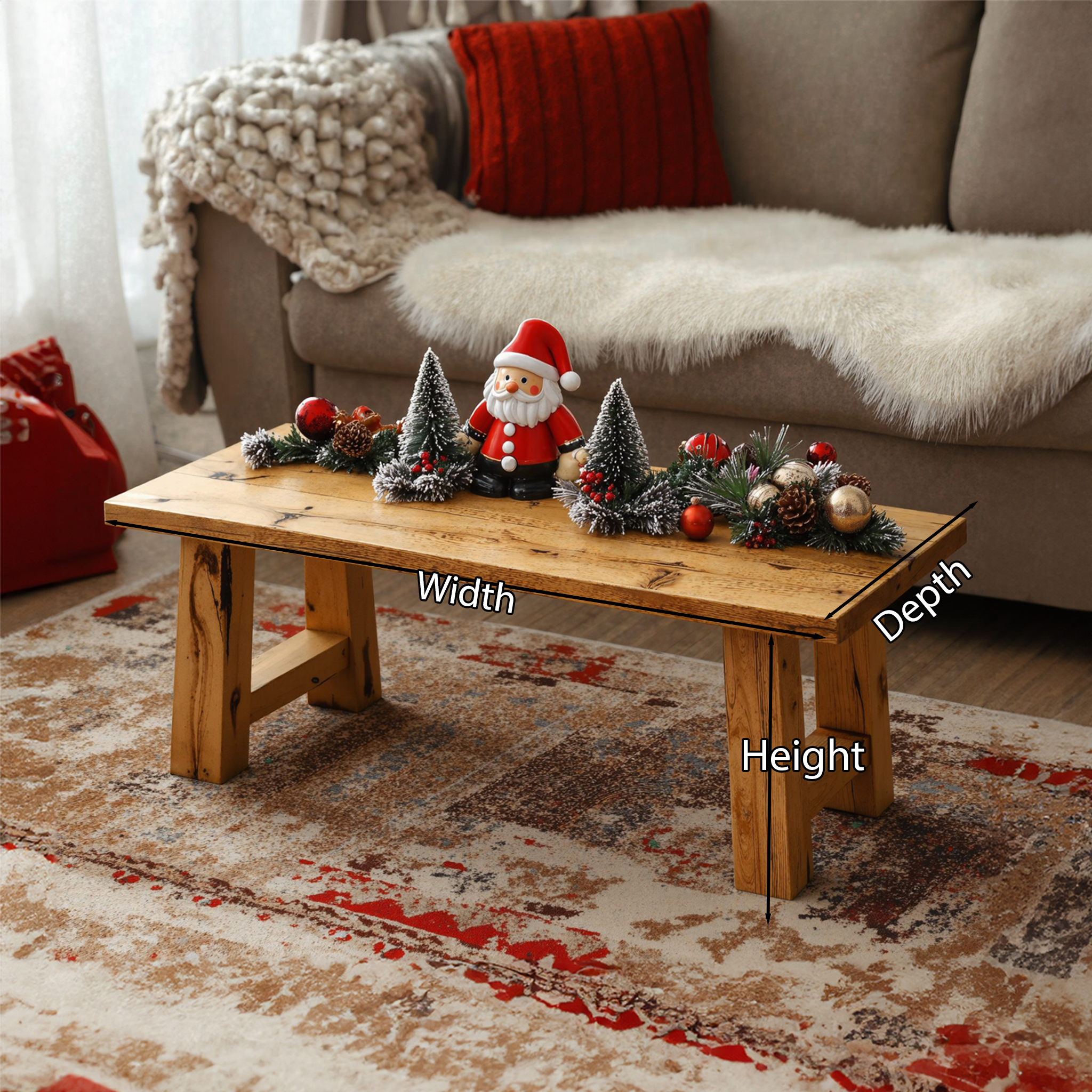 Rustic Wood Coffee Table Christmas Decor SILDTCFC020