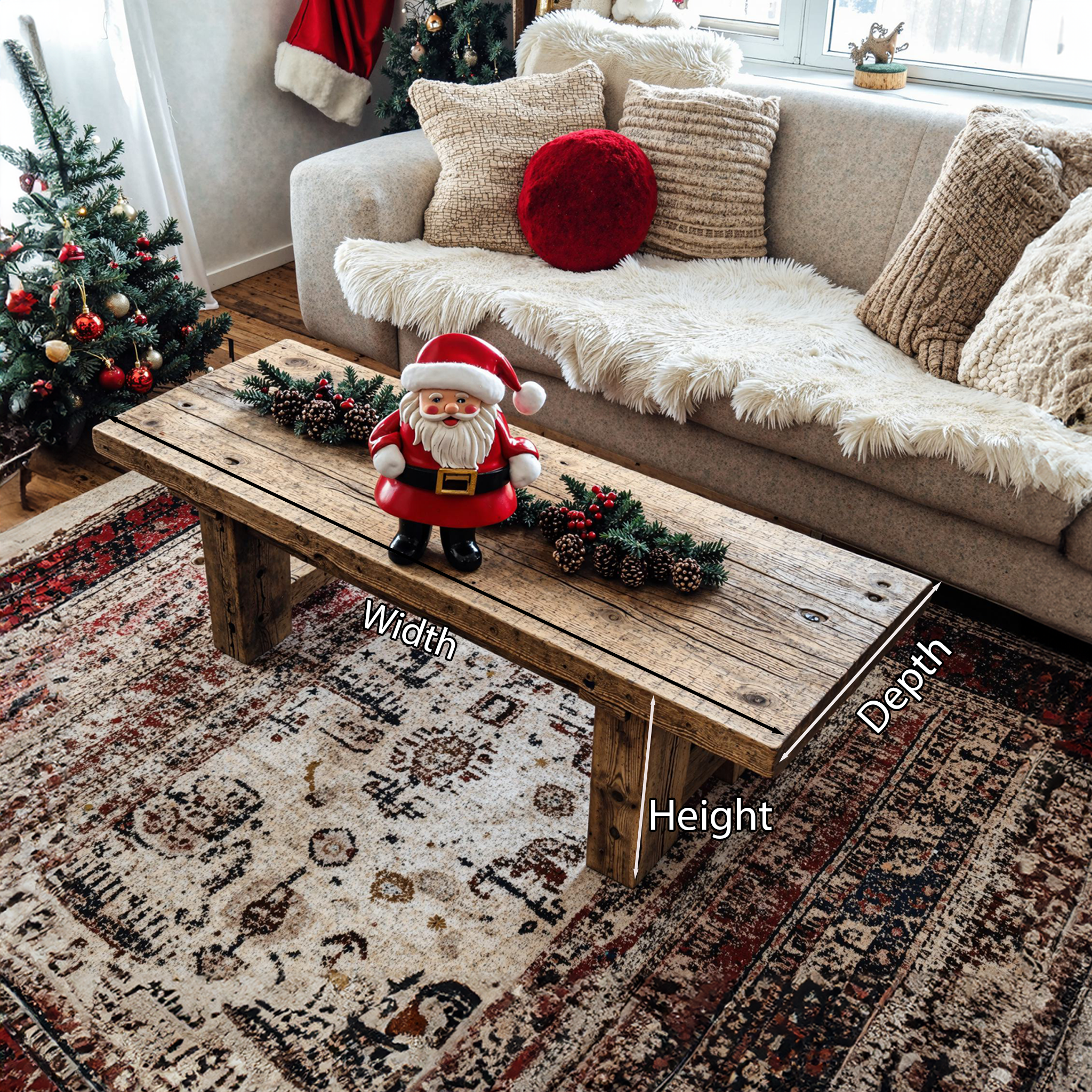 Handcrafted Wood Coffee Table Christmas SILDTCFC017