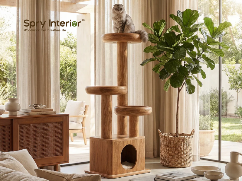 Cat Tree With Food Station - Multifunctional Cat Furniture For Organized And Stylish Homes