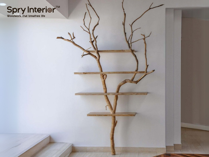 Tree Trunk Corner Bookshelf - A Rustic and Natural Design