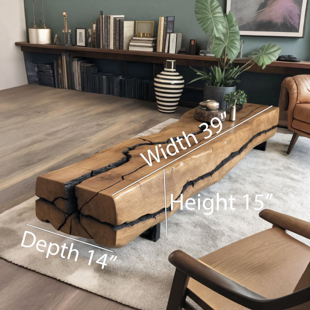 Rustic Solid Wood Coffee Table With Natural Cracks For Living Room SITHHNCF006