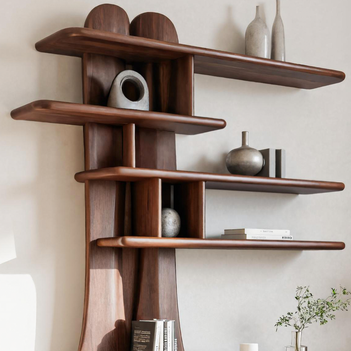 Mid Century Modern Wooden Bookshelf With Storage Cabinet For Living Room Or Study SITHTTBS019