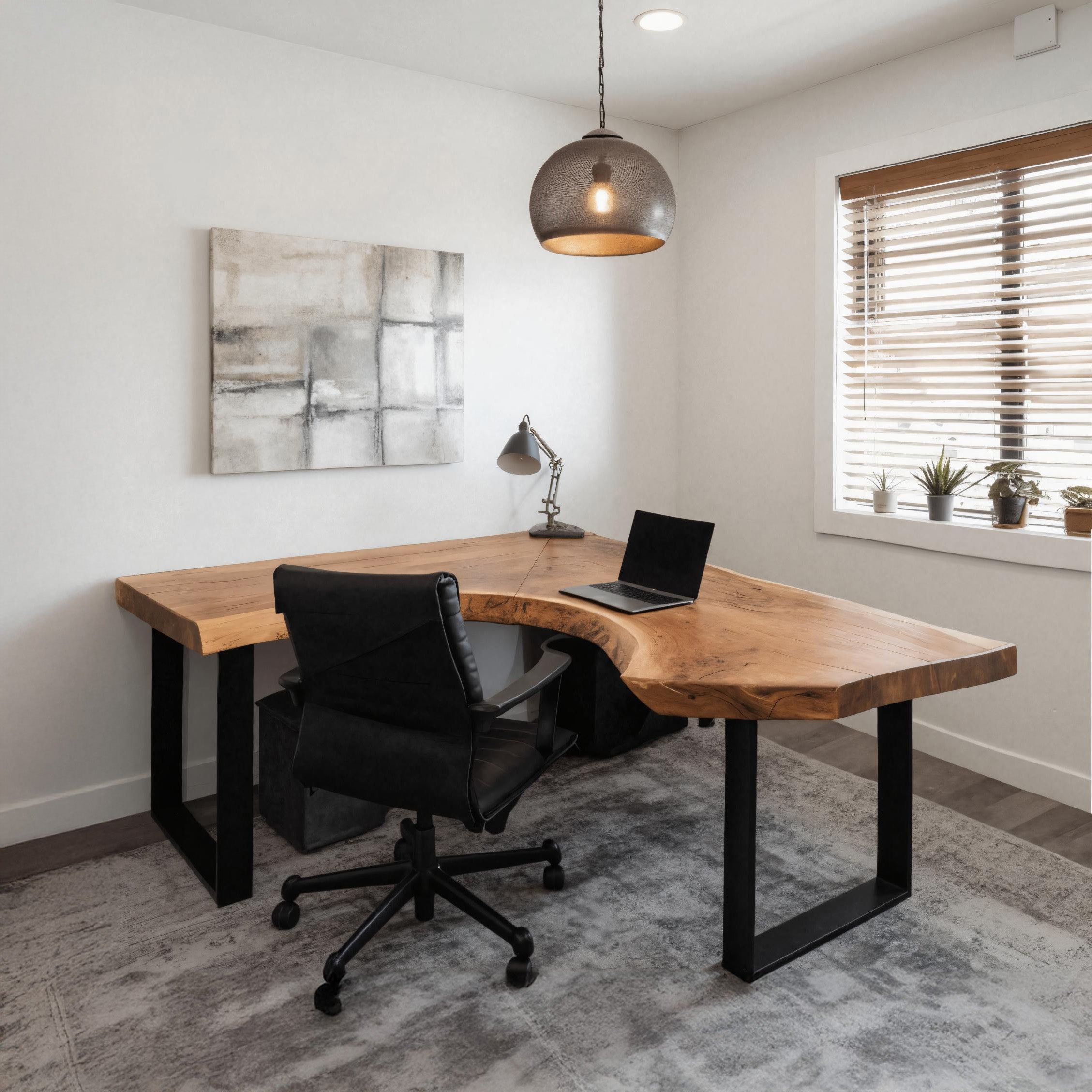 Modern Live Edge L Shaped Desk For Home Workspace SITHHNDE057