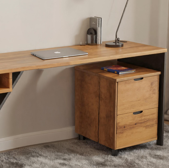 Modern Wood Desk With Storage Cabinet For Home Office Or Studio SITHHNDE022
