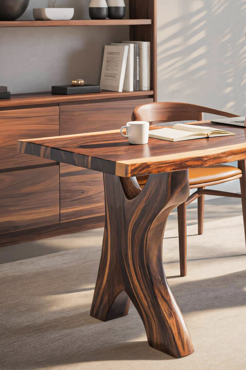 Modern Sculptural Live Edge Desk With Curved Legs For Studio SITHTTDE038