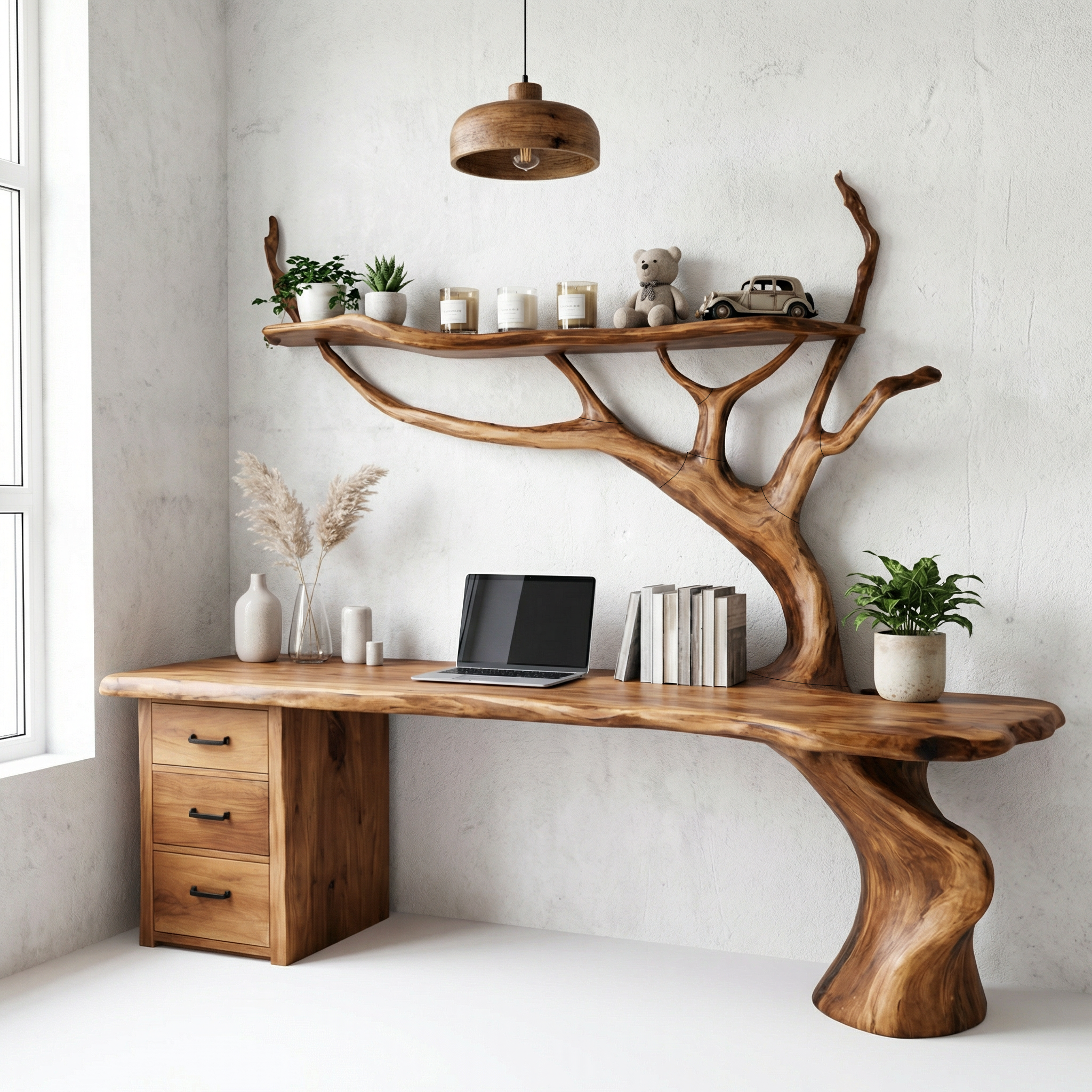 Nature Inspired Tree Branch Desk Sculptural Corner Workstation Home Office And Workspace SINLHADK104