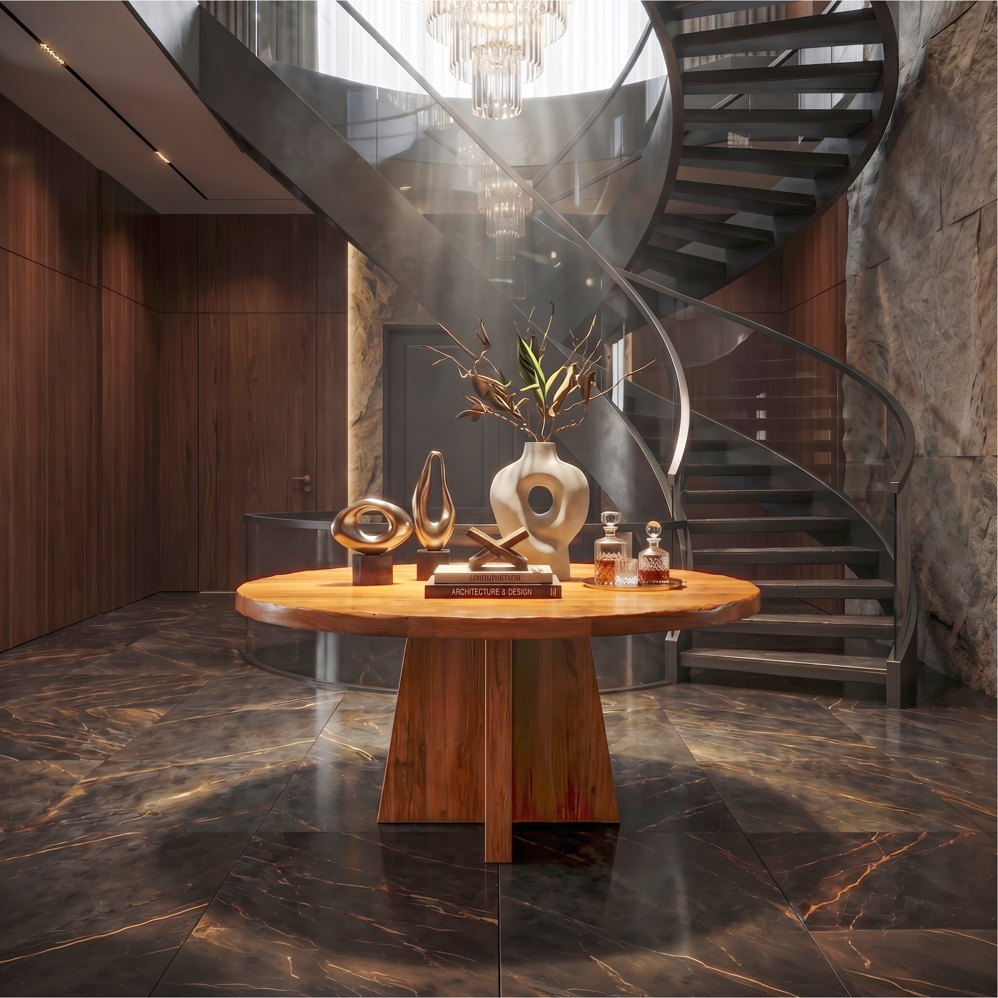 Modern Luxury Round Pedestal Table For Entryway And Lobby SINLSAFT022