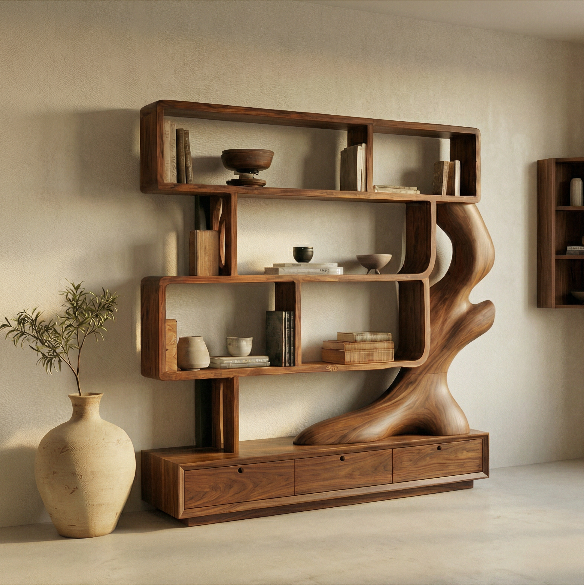 Contemporary Wooden Bookcase With Storage For Living Room SINLSABS009