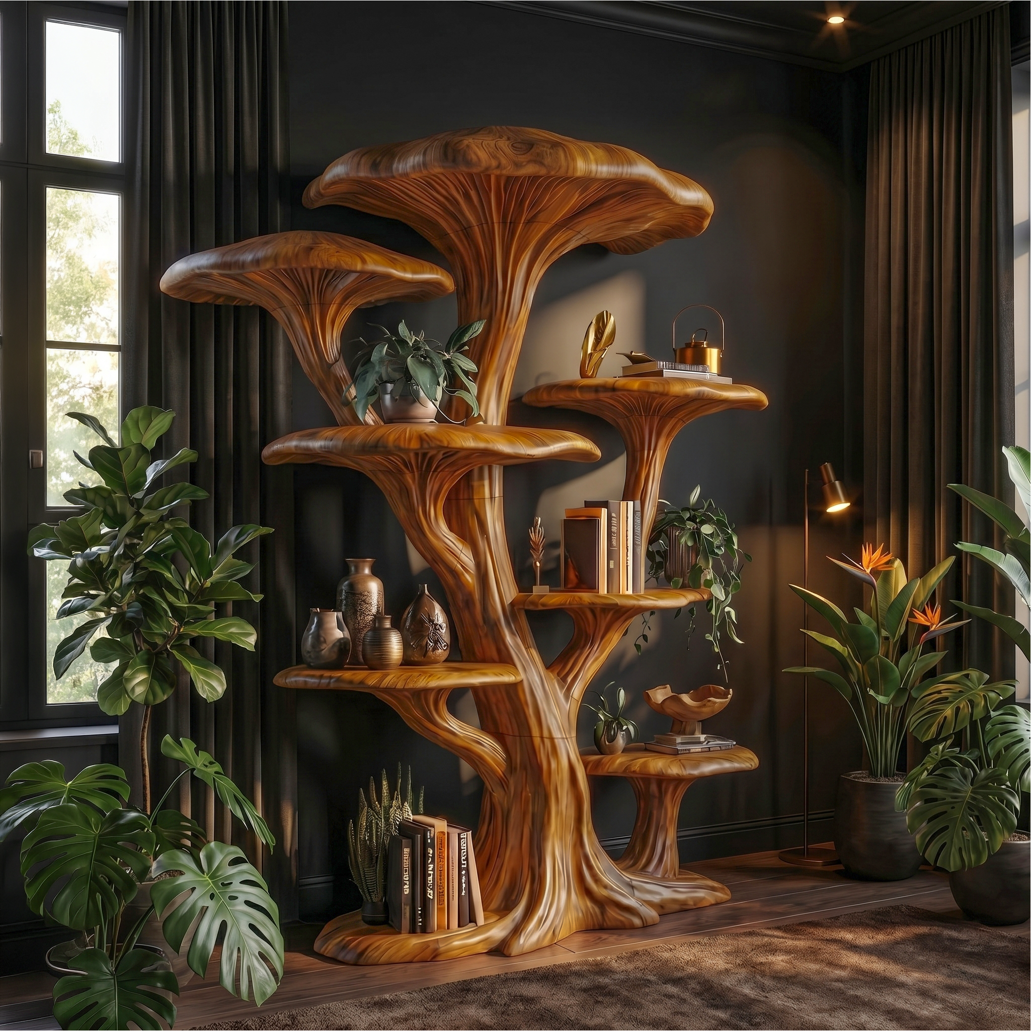 Modern Organic Mushroom Bookcase For Living Room And Bedroom SINLSATB729