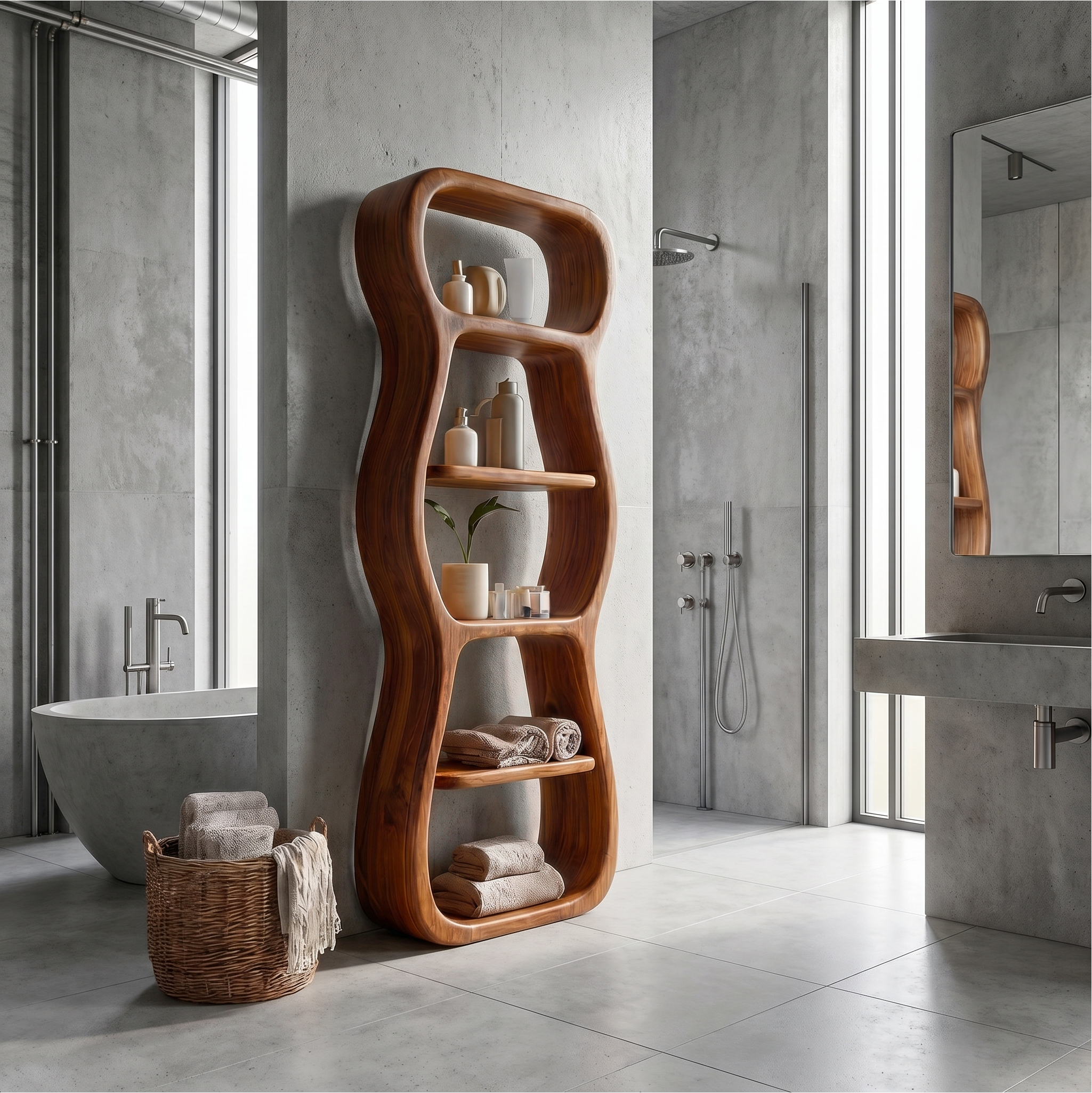 Contemporary Bathroom Storage Cabinet With Unique Sculptural Shape For Bathroom SINLSABCT033