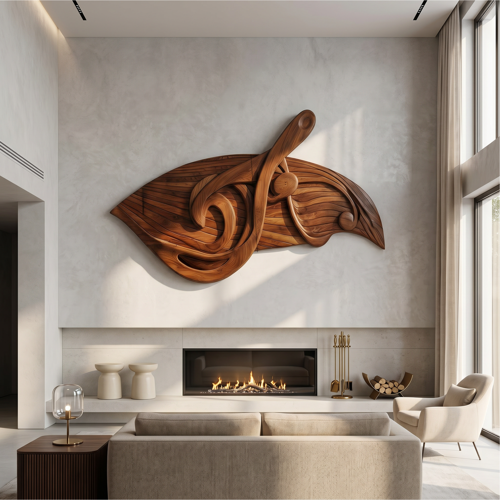 Organic Music Note Wall Art With Guitar Motif For Living Room SINLSAWD077