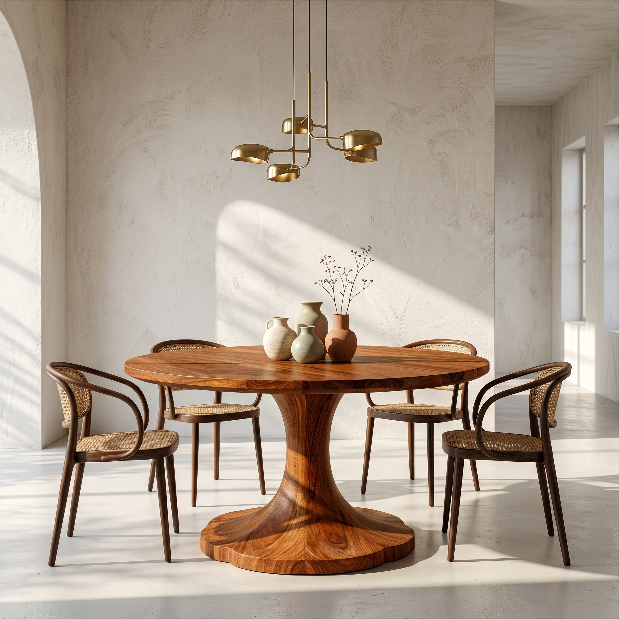 Organic Round Dining Table With Handcrafted Pedestal For Dining Room SINLSADT200