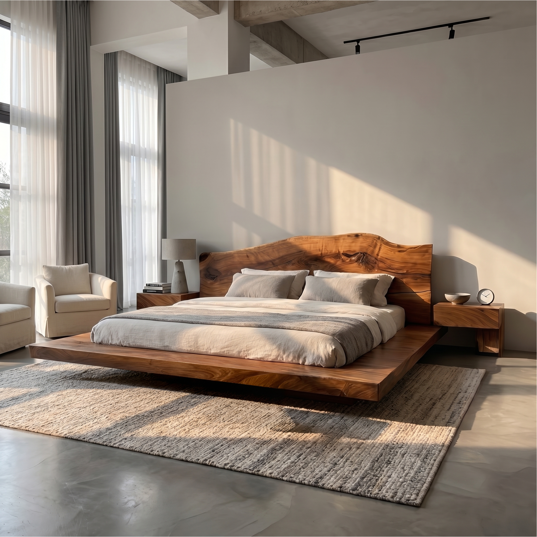 Modern Platform Bed Frame With Low Profile Solid Wood Design For Bedroom SINLSAWB126