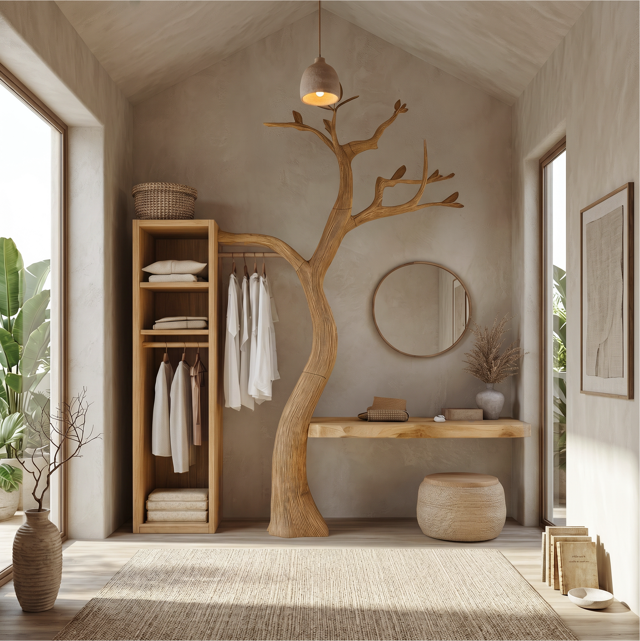 Natural Wardrobe Tree Coat Rack Bedroom And Walk In Closet SINLSATCR109