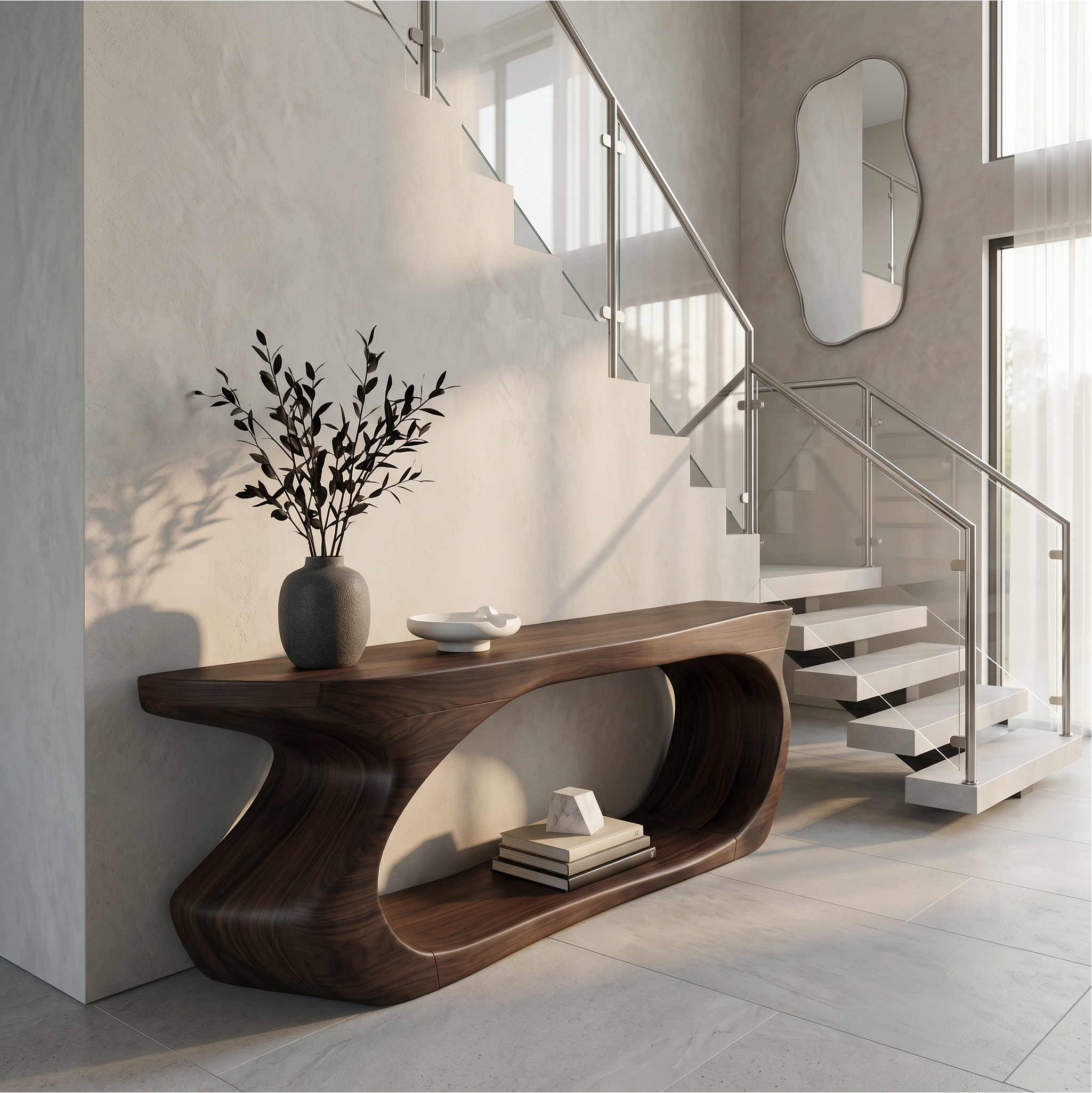 Modern Console Table With Sculptural Circular Form For Entryway SINLSACS636