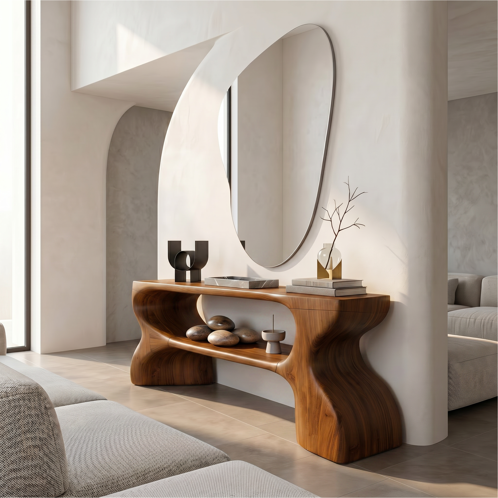 Contemporary Console Table With Architectural Curved Design For Entryway SINLSACS637