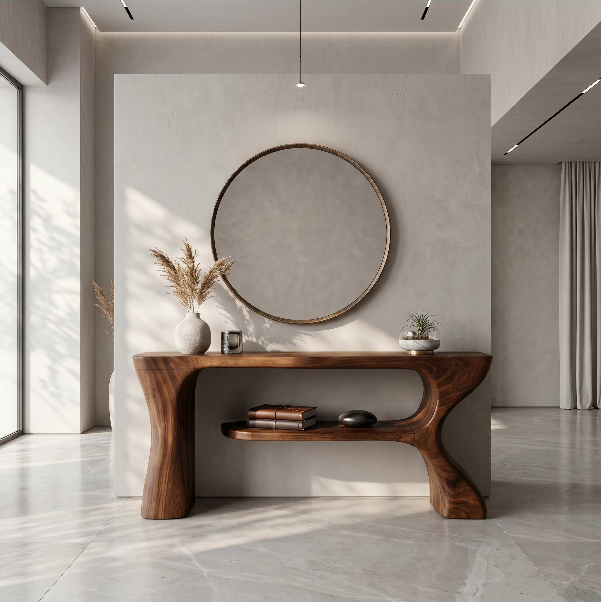 Organic Console Table With Sculptural Curved Form For Entryway SINLSACS639