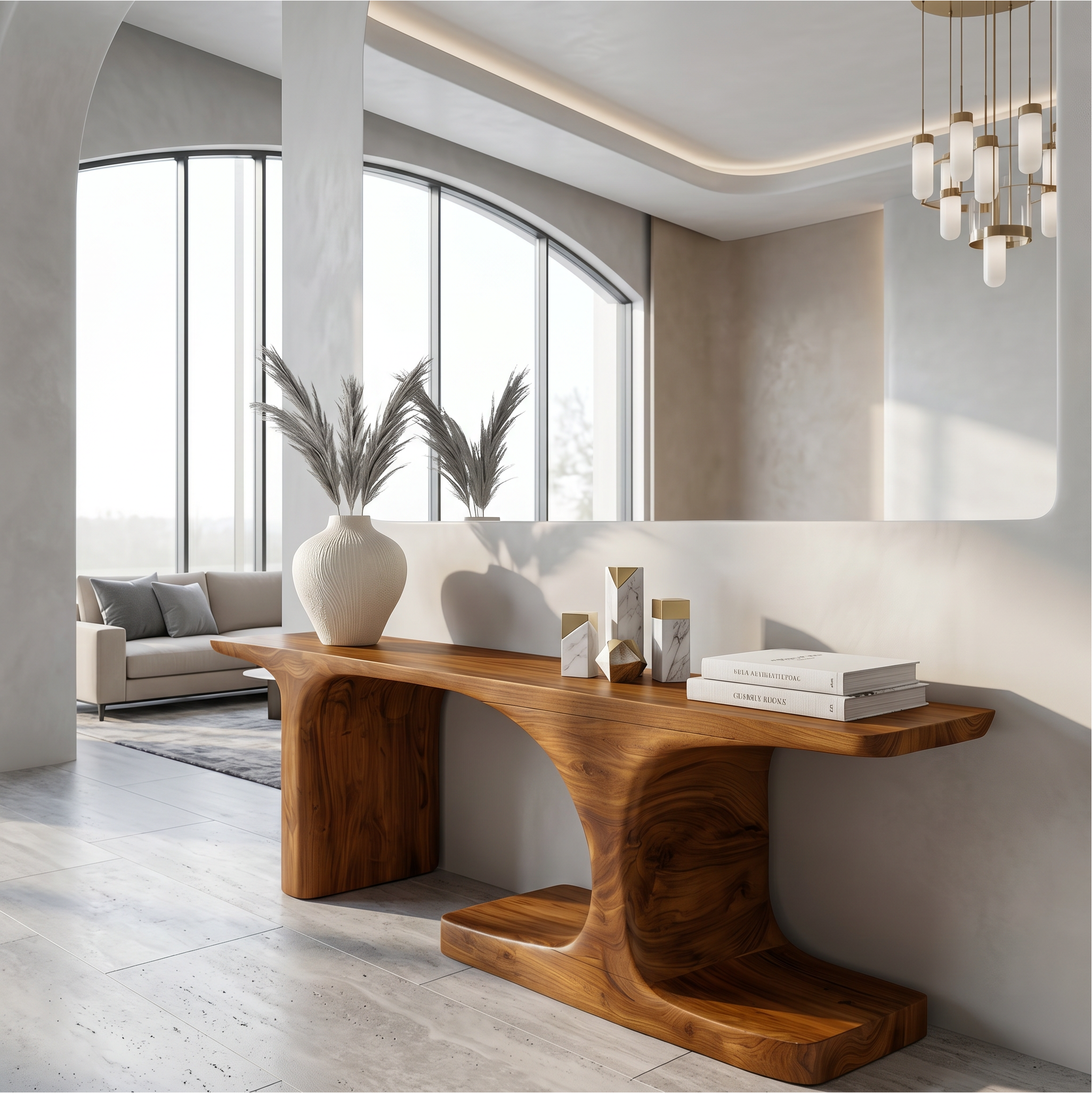 Organic Console Table With Sculptural Arched Form For Entryway SINLSACS646